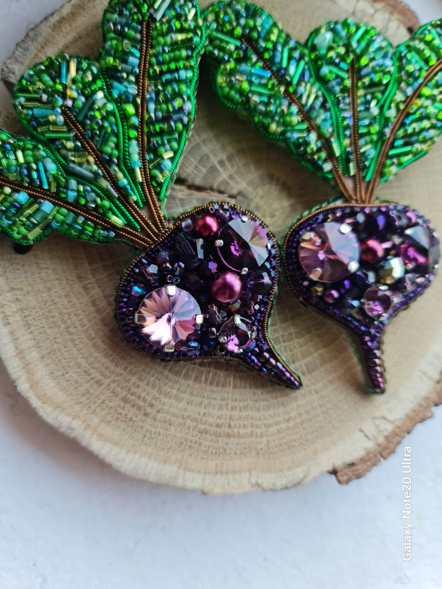 Gardener gift Purple Beet Crystal Pin, Vegetable Handmade jewelry Brooch