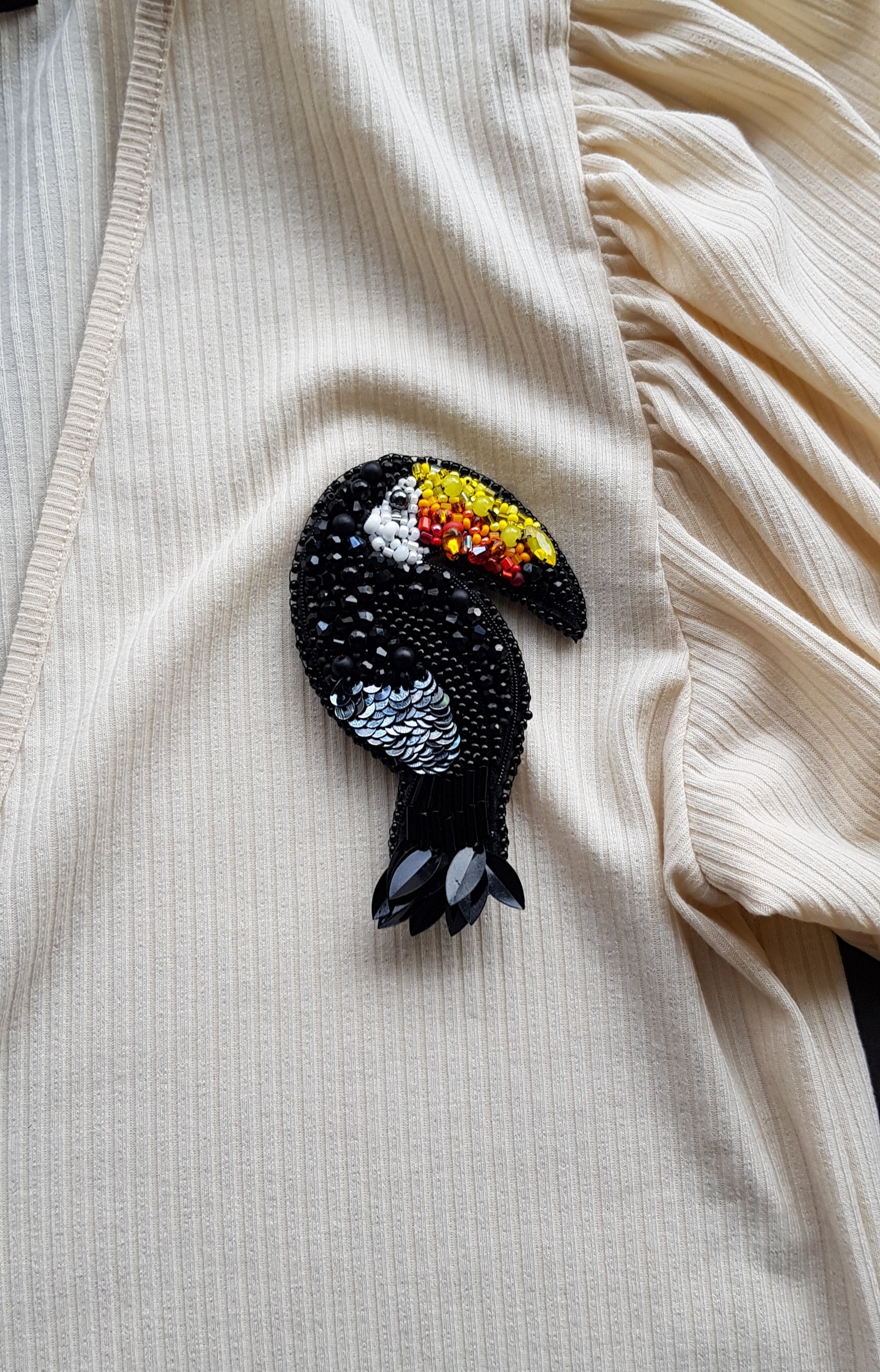 Toucan Beaded Brooch