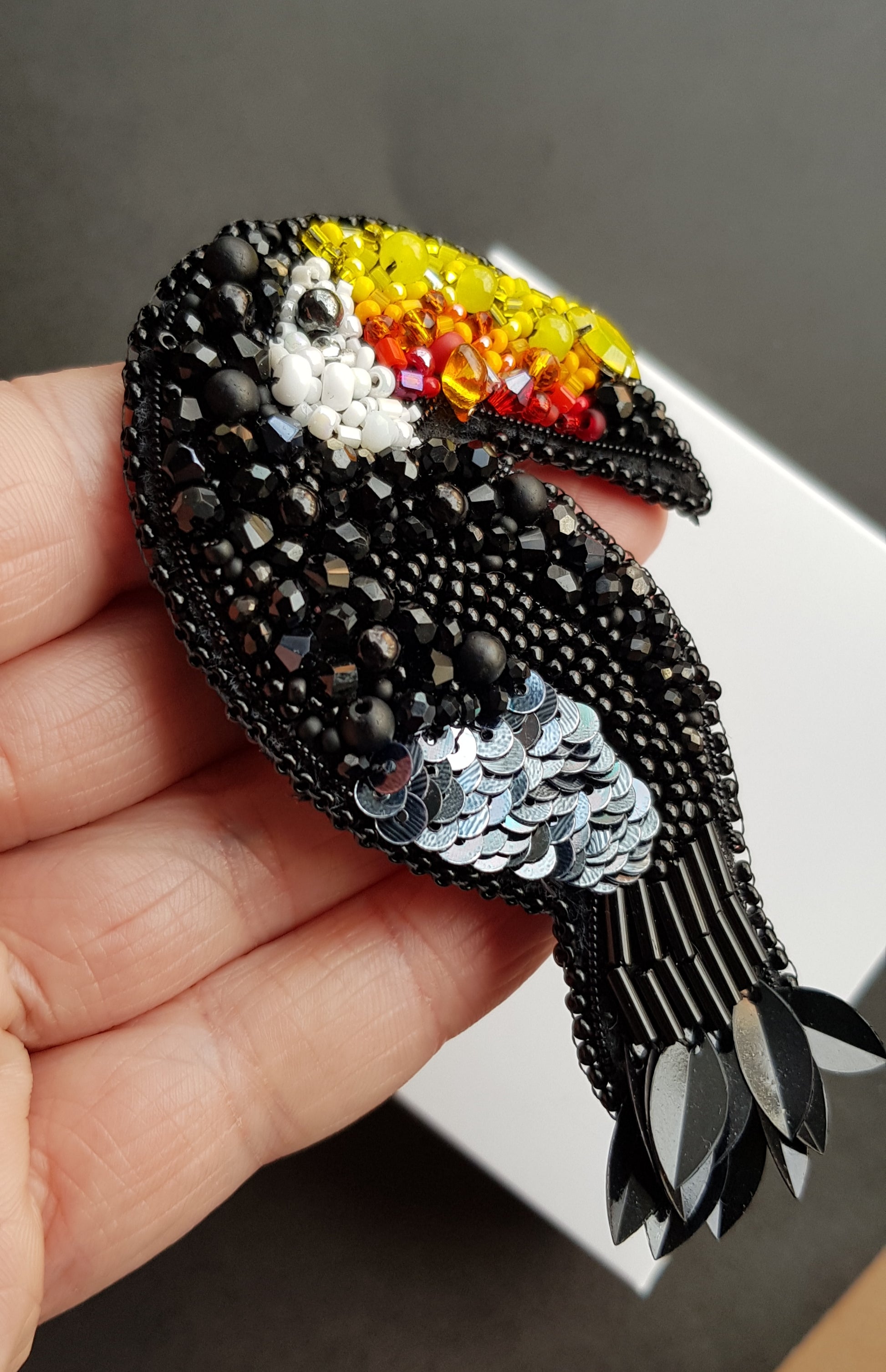 Toucan Beaded Brooch