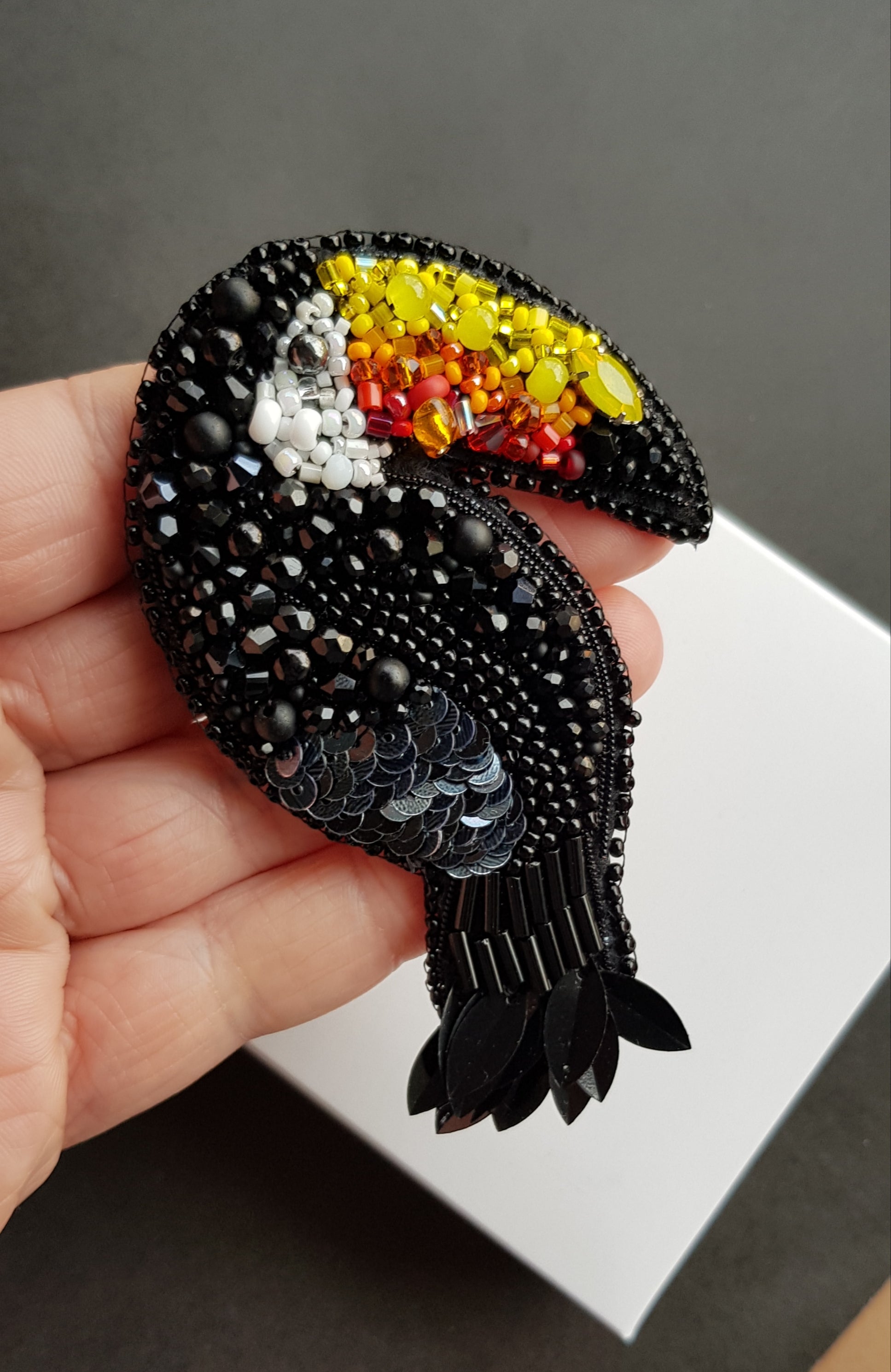Toucan Beaded Brooch