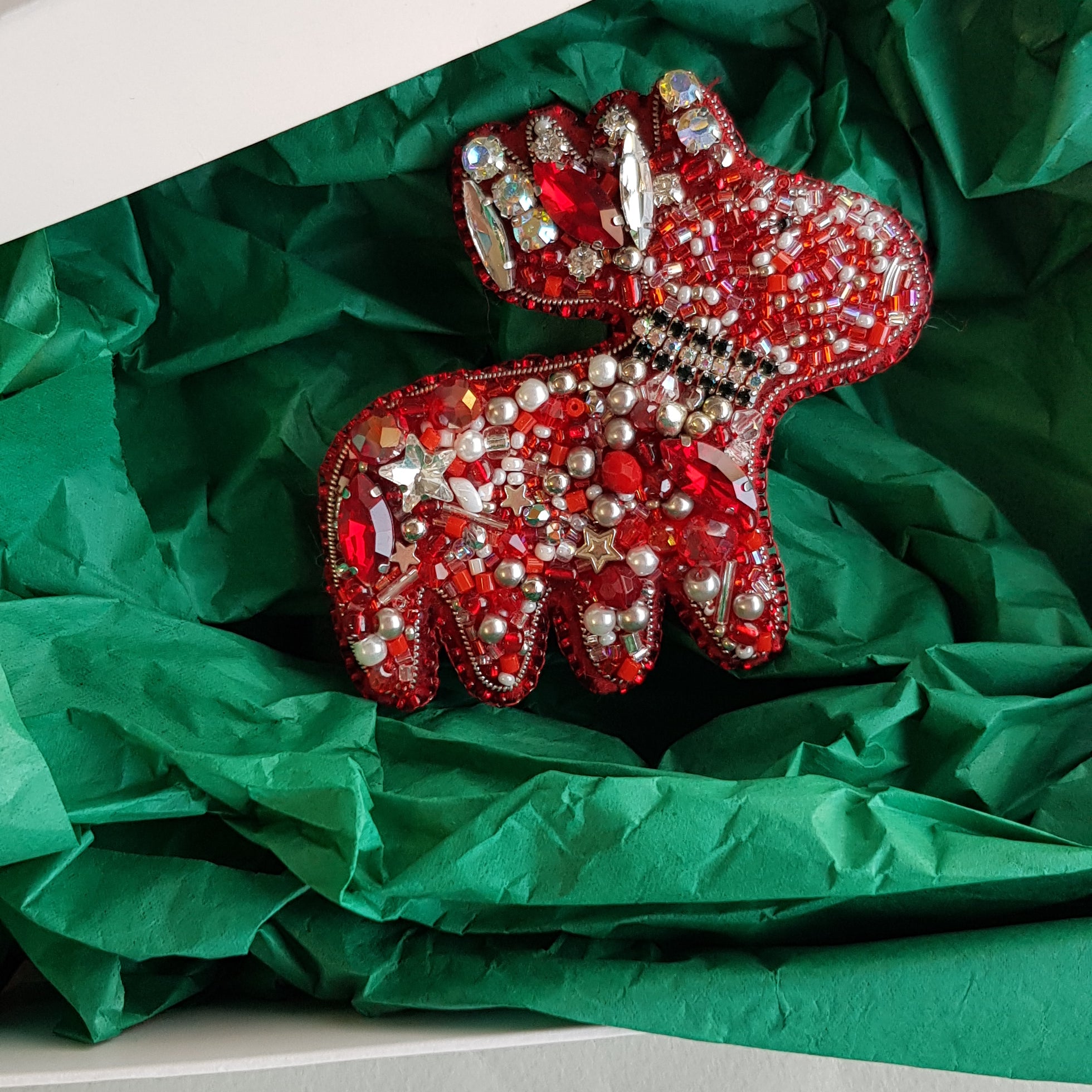 Ruby Red Reindeer Brooch