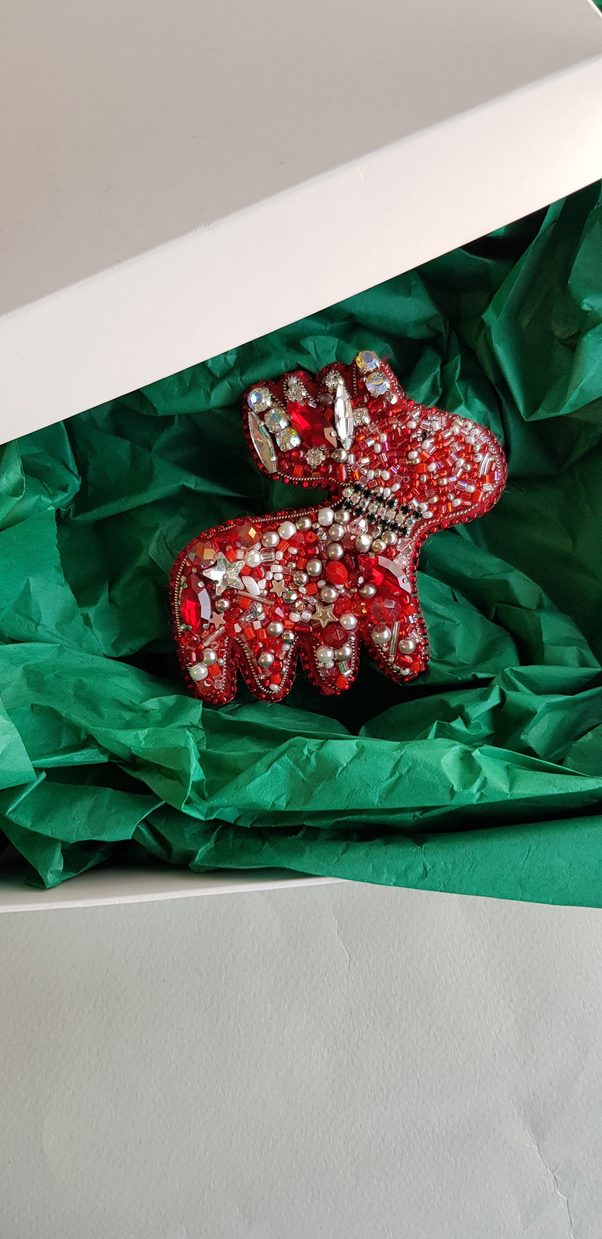 Ruby Red Reindeer Brooch