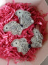 Gray mini bunny beaded brooch hand embroidered with beads pearls and crystal details