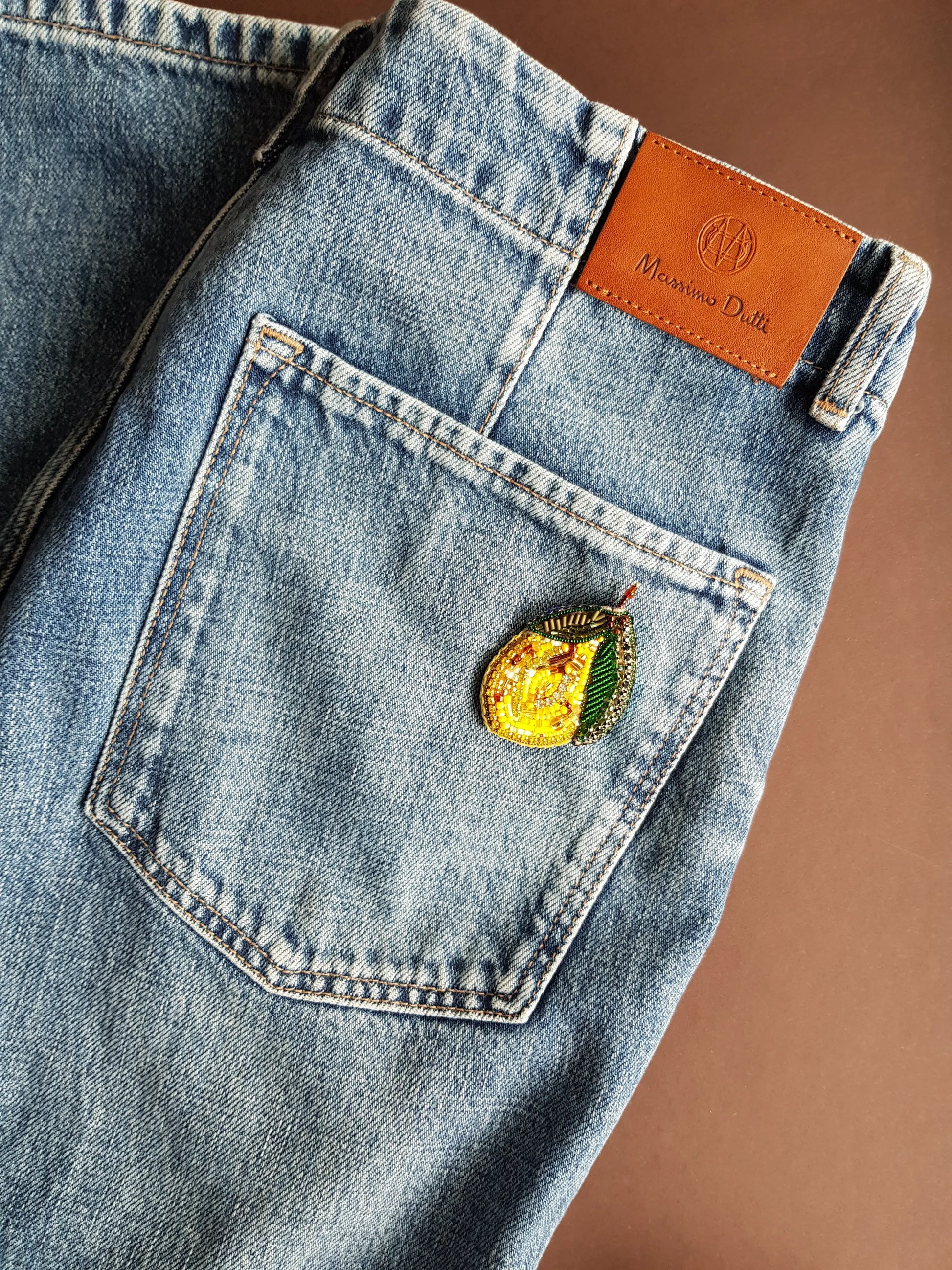 Lemon Beaded Brooch