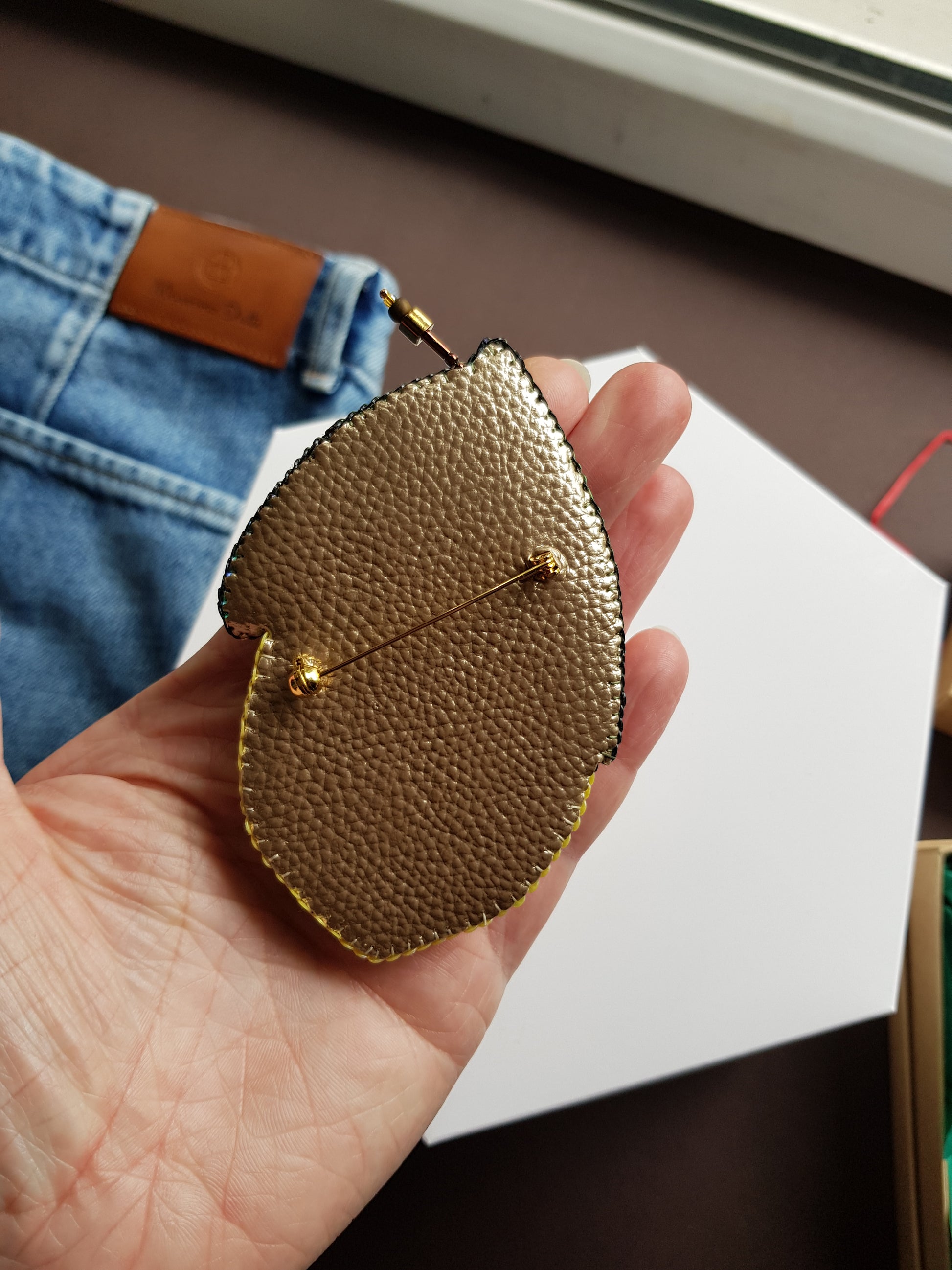 Large Lemon Beaded Brooch