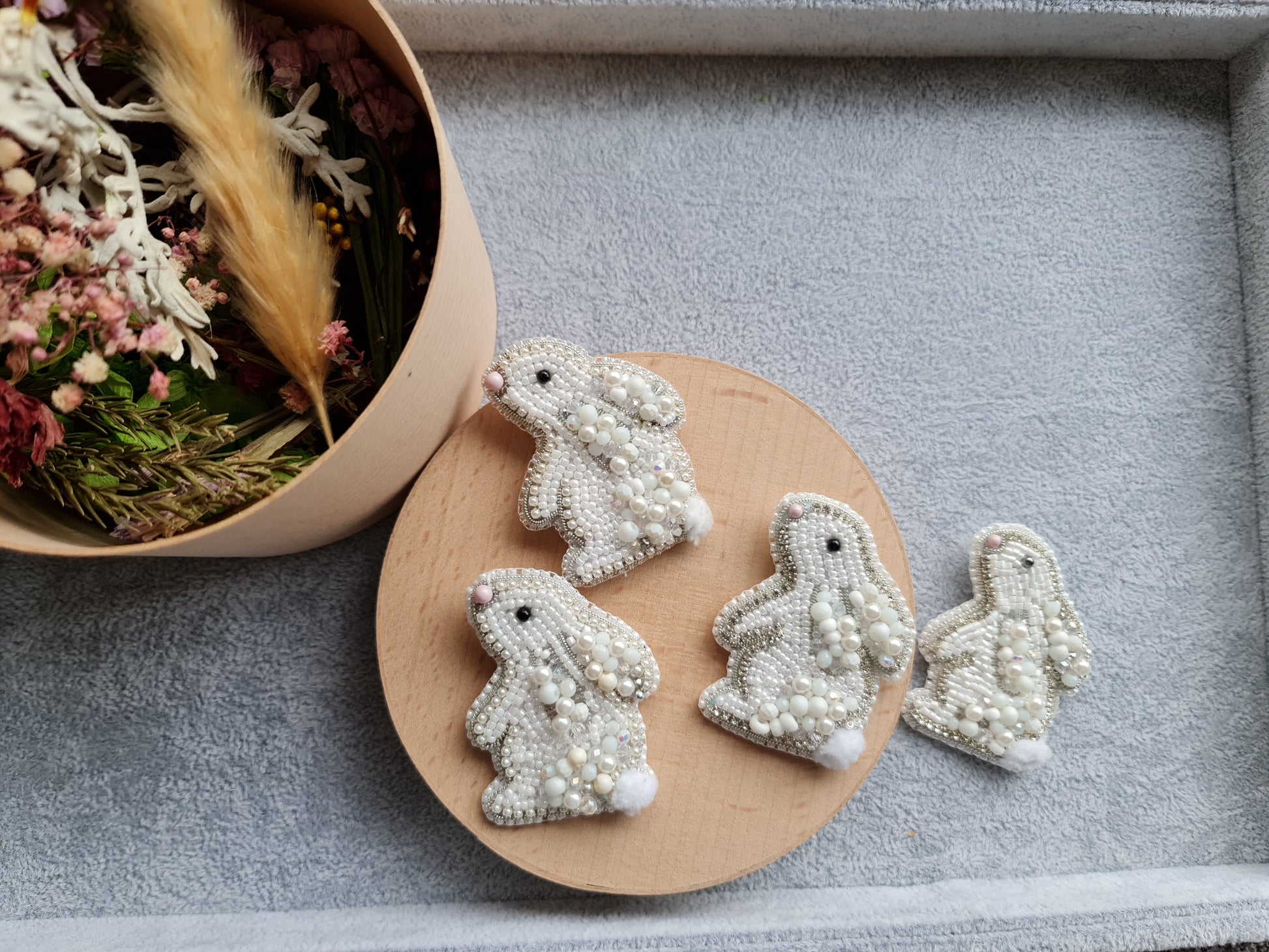 Mini Bunny Beaded Brooch