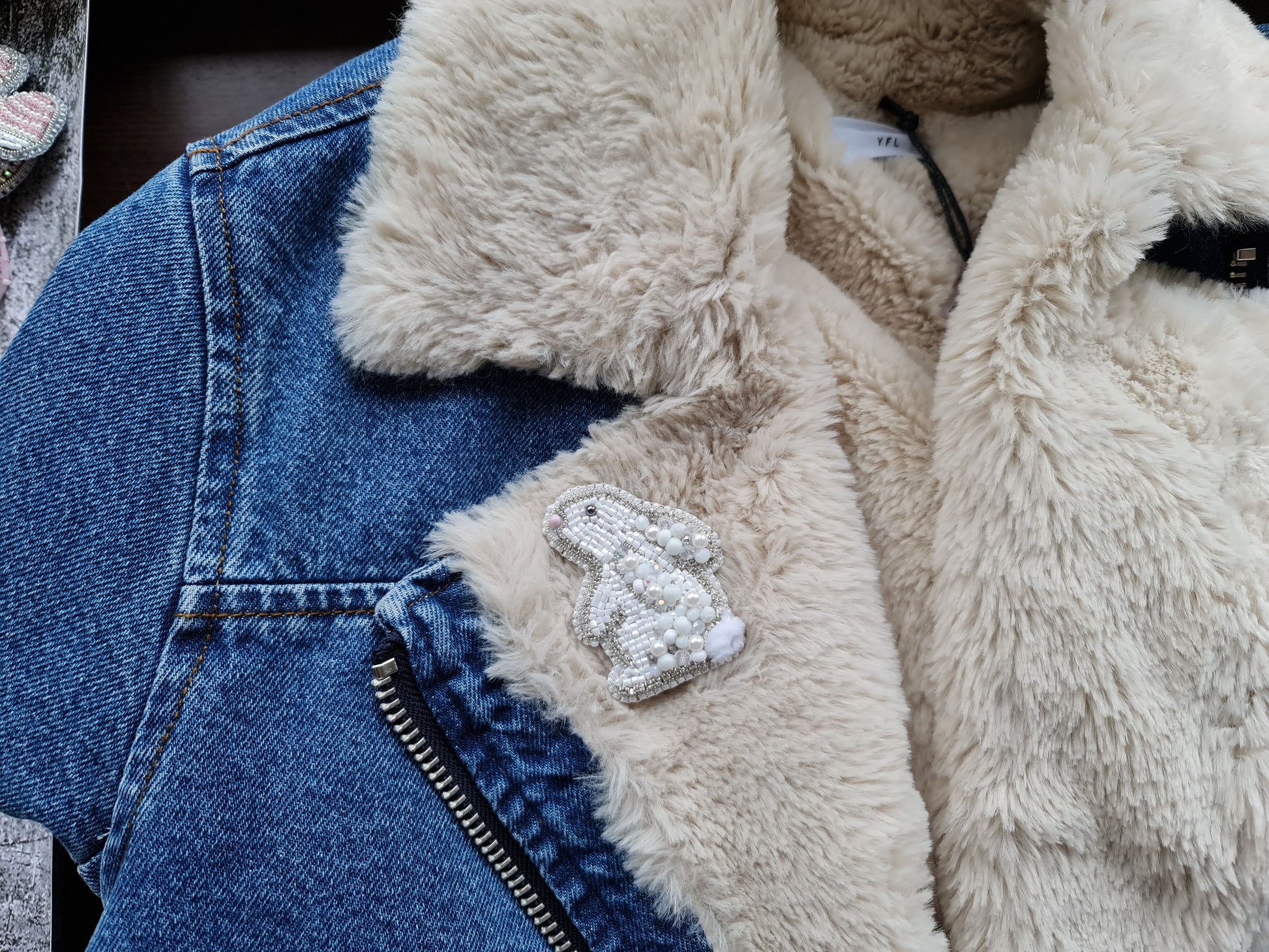 Mini Bunny Beaded Brooch