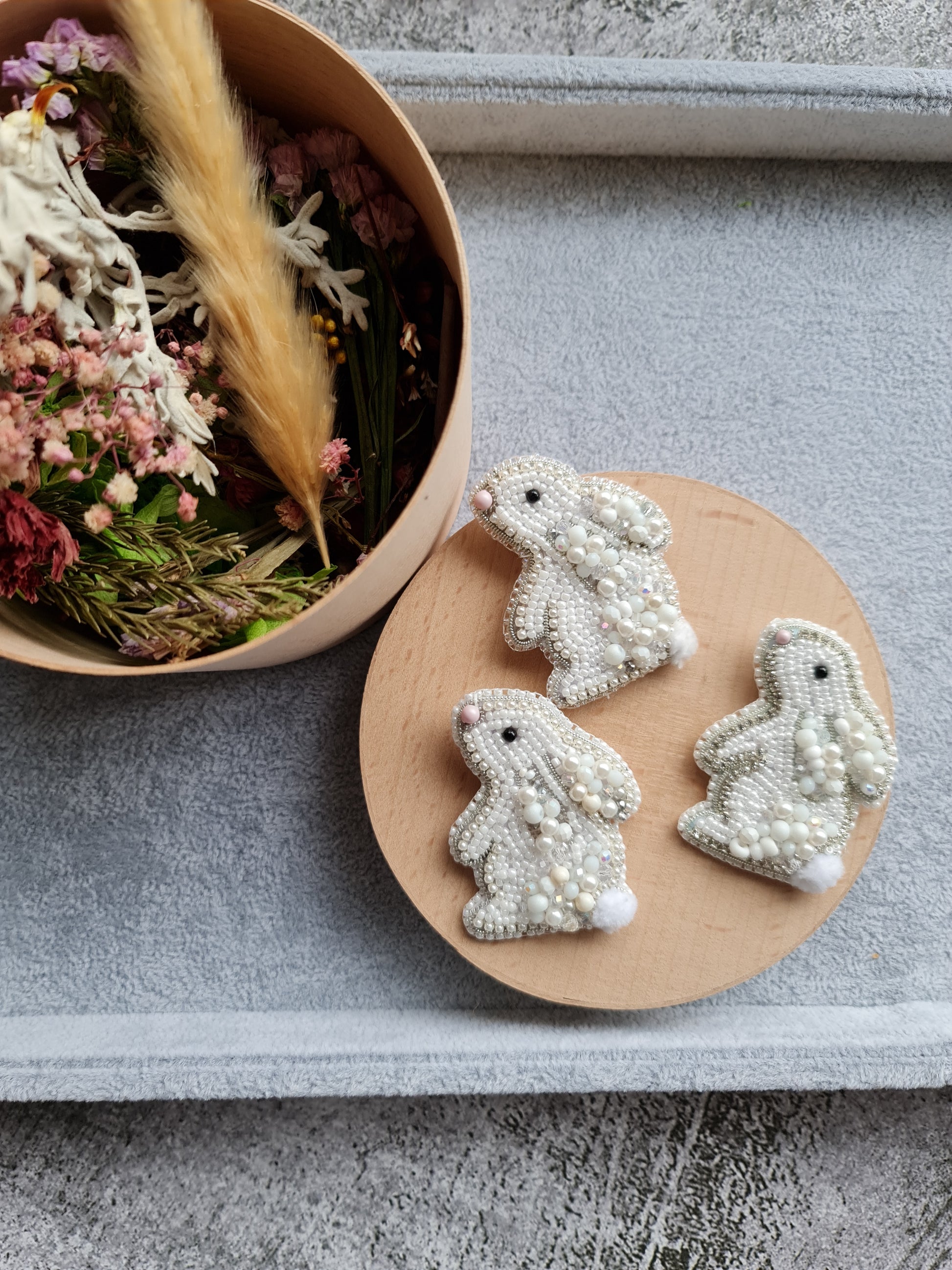 Mini Bunny Beaded Brooch