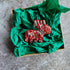 Handmade red Christmas reindeer brooch embroidered with beads, pearls and crystals, festive holiday pin, 6.5 x 9 cm.