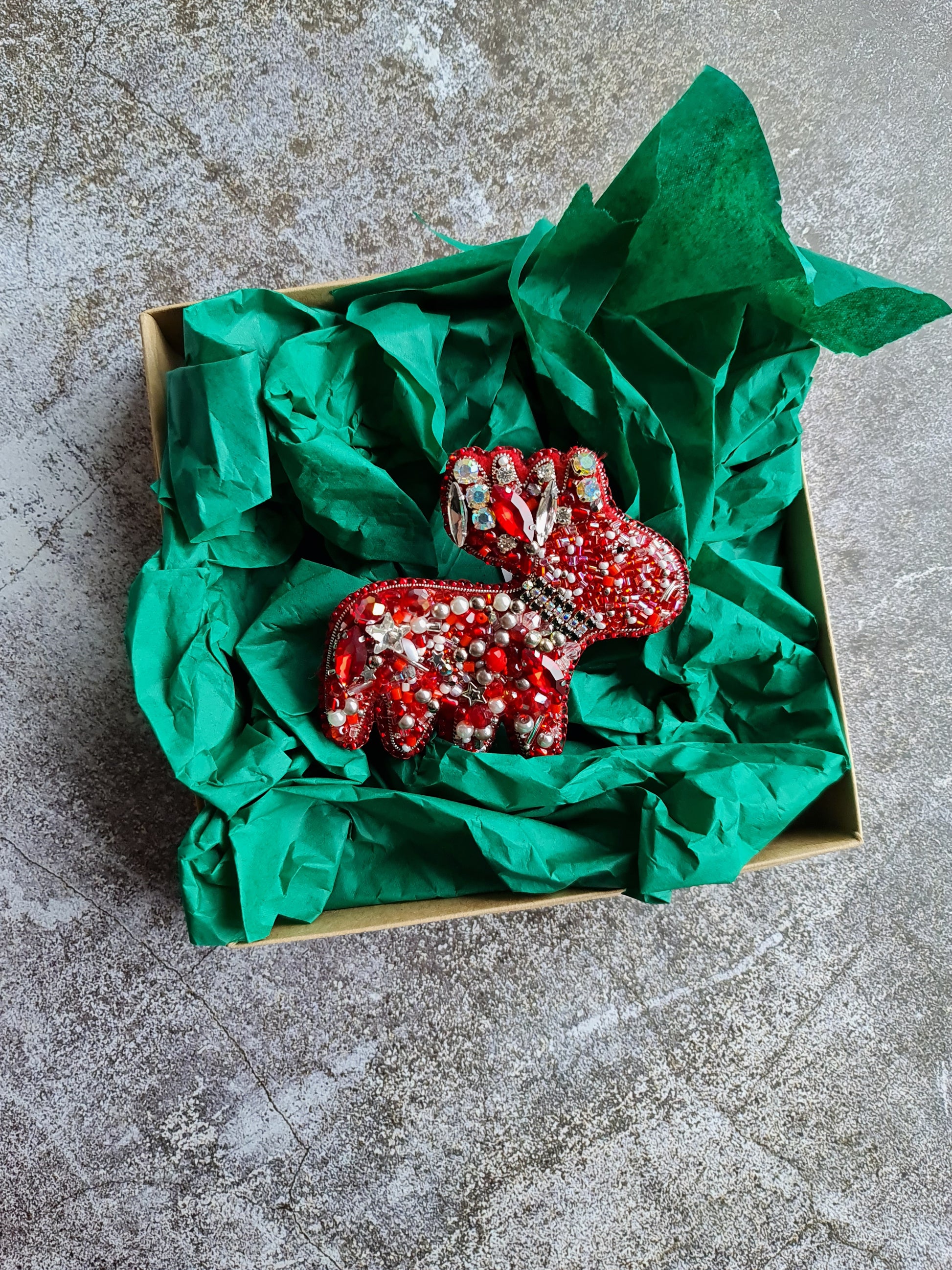 Ruby Red Reindeer Brooch