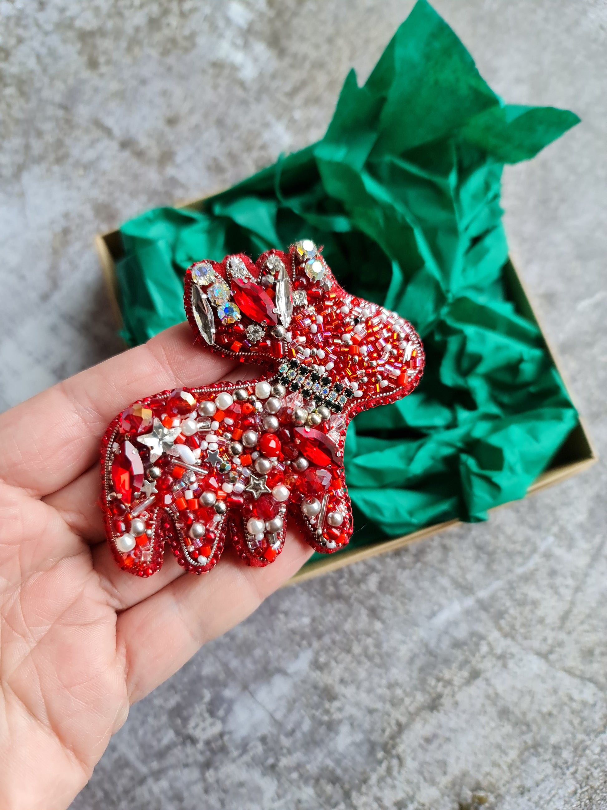 Ruby Red Reindeer Brooch