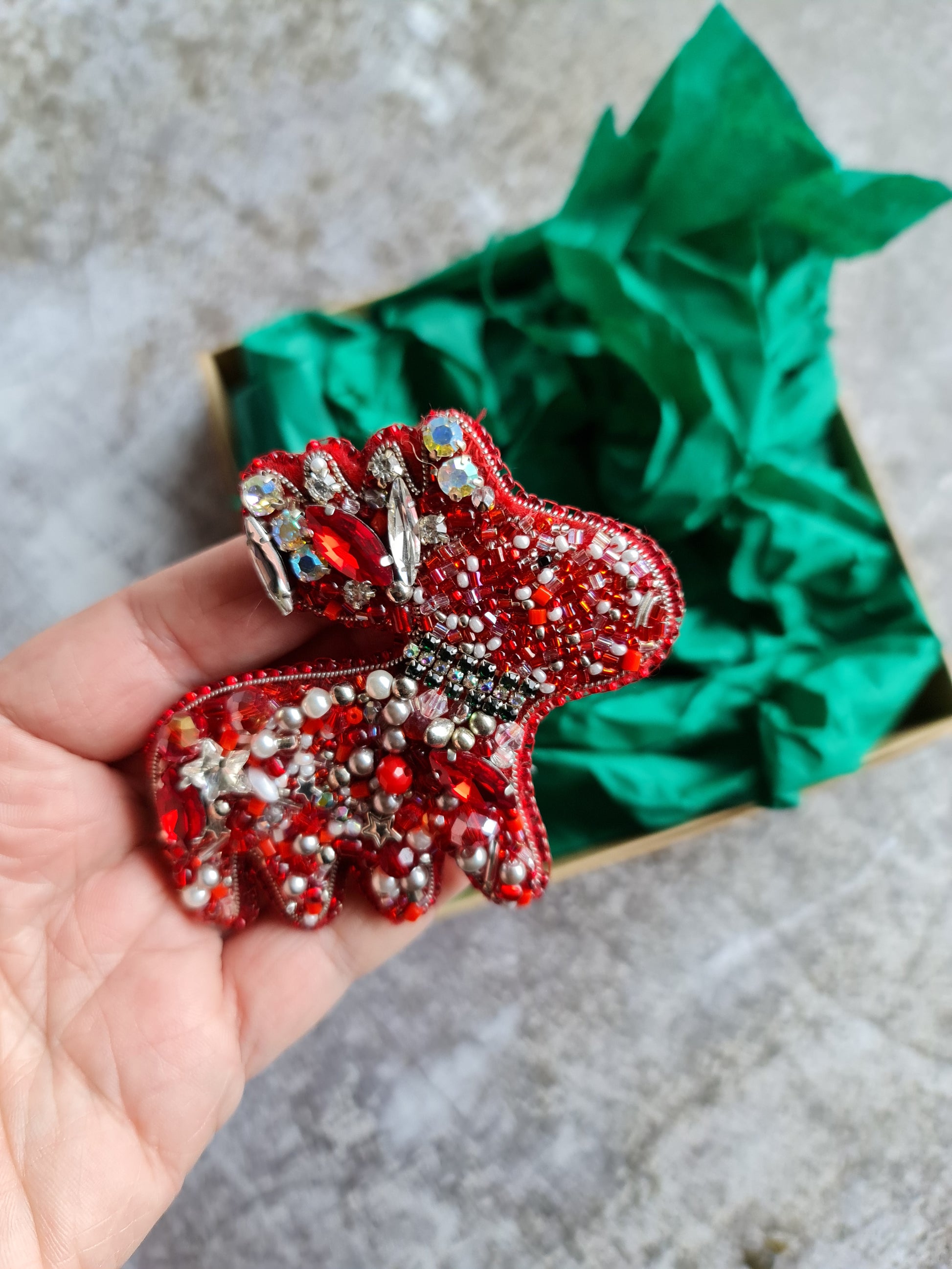 Ruby Red Reindeer Brooch