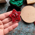 Red star beaded brooch hand embroidered with crystals beads and silver details