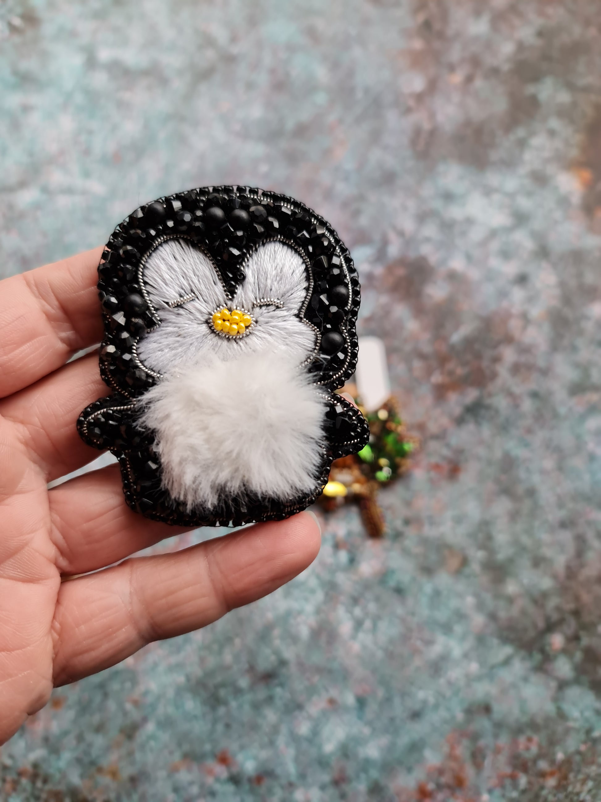 Penguin Beaded Brooch