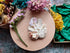 Monstera leaf beaded brooch or keychain hand embroidered with ivory blush pearls crystals and bead details