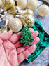 Hand embroidered emerald Christmas tree brooch with green beads, Swarovski crystal star, festive holiday pin, handmade Christmas accessory.