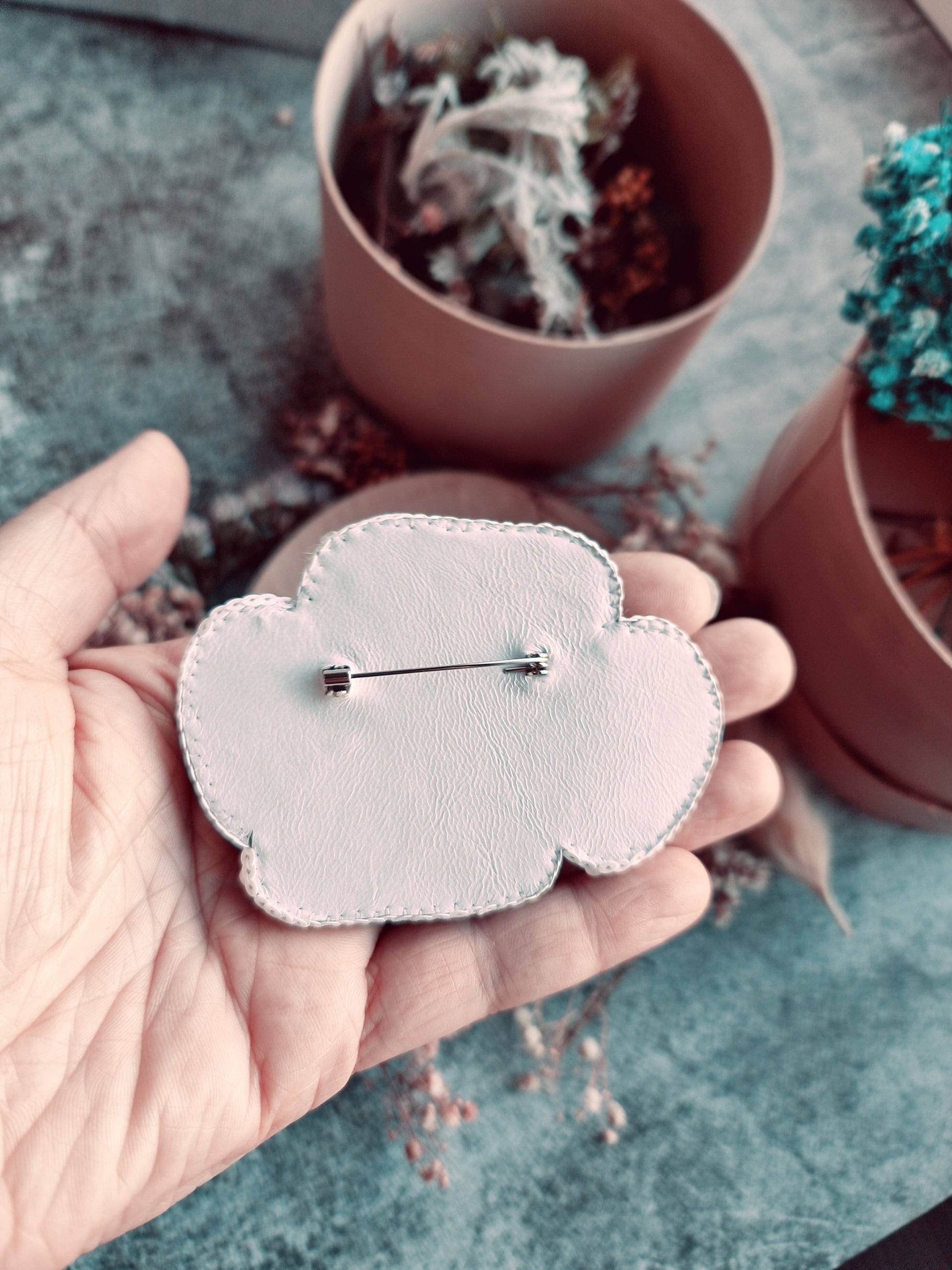 Poppy Flower Beaded Brooch