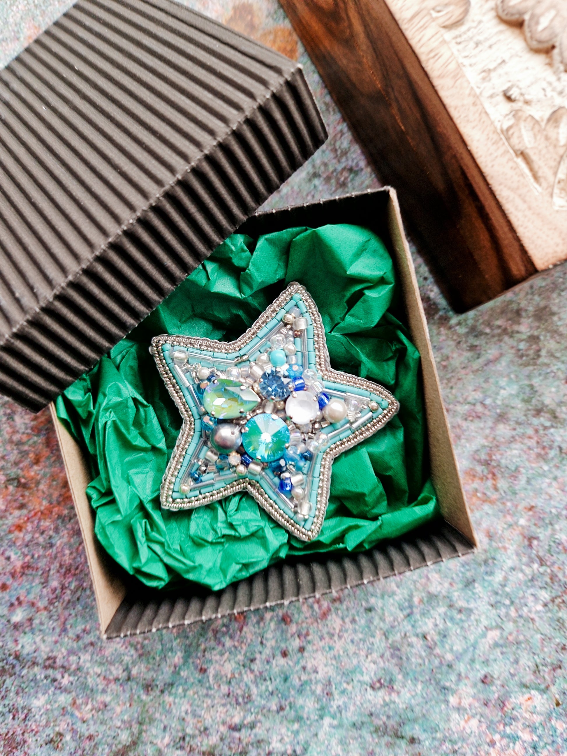 Star Beaded Brooch