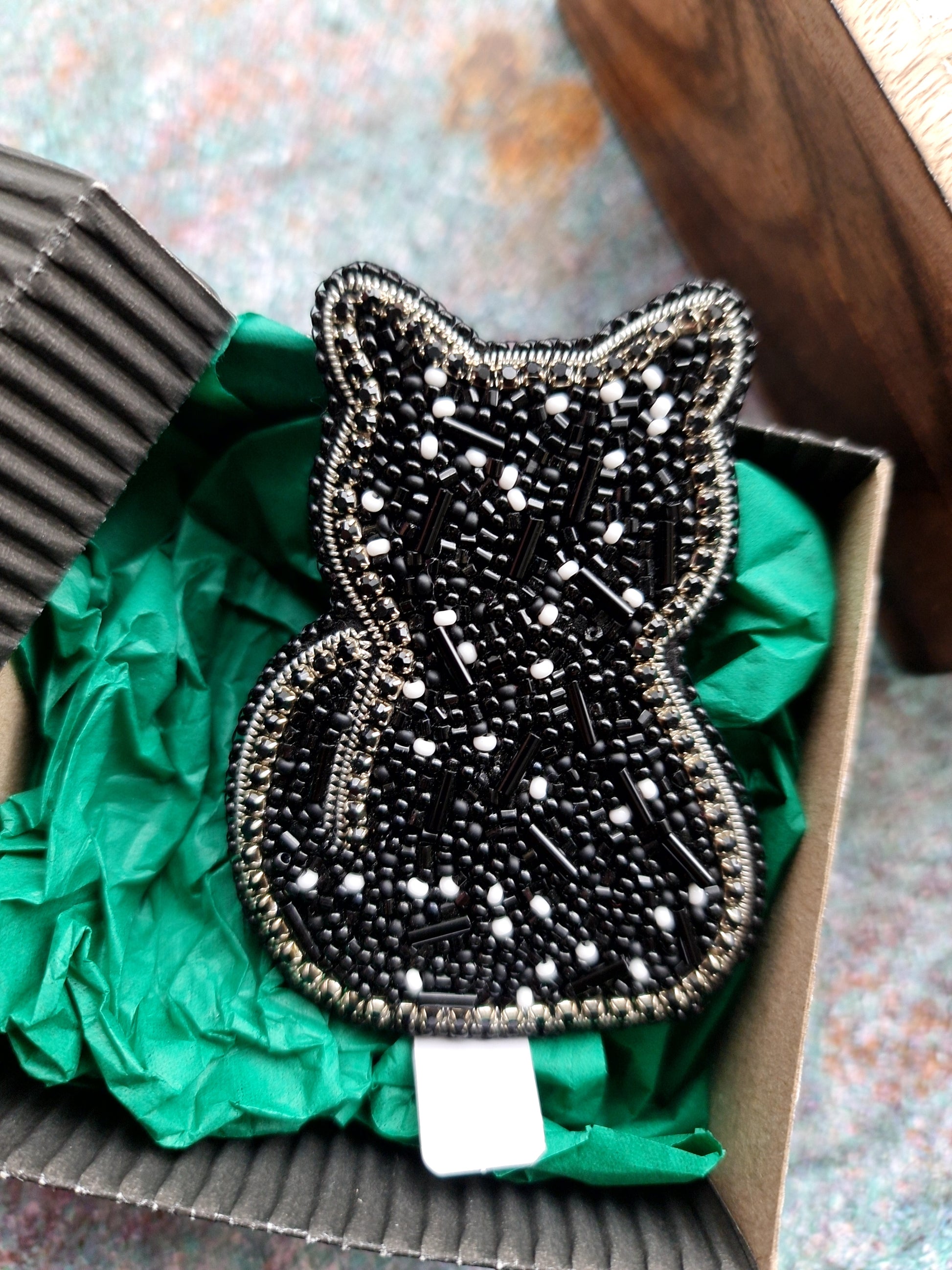 Cat Beaded Brooch