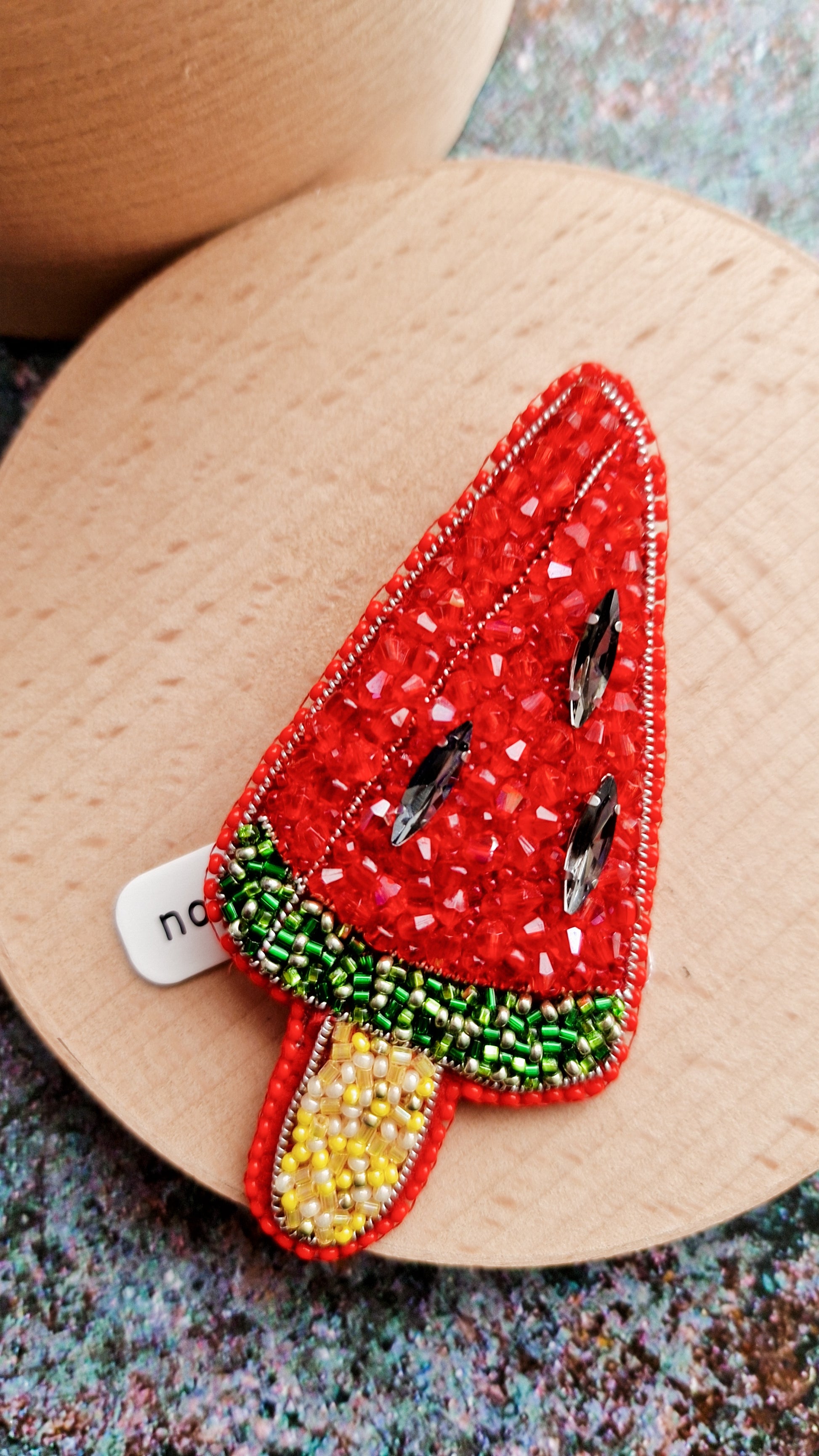Watermelon Popsicle Beaded Brooch