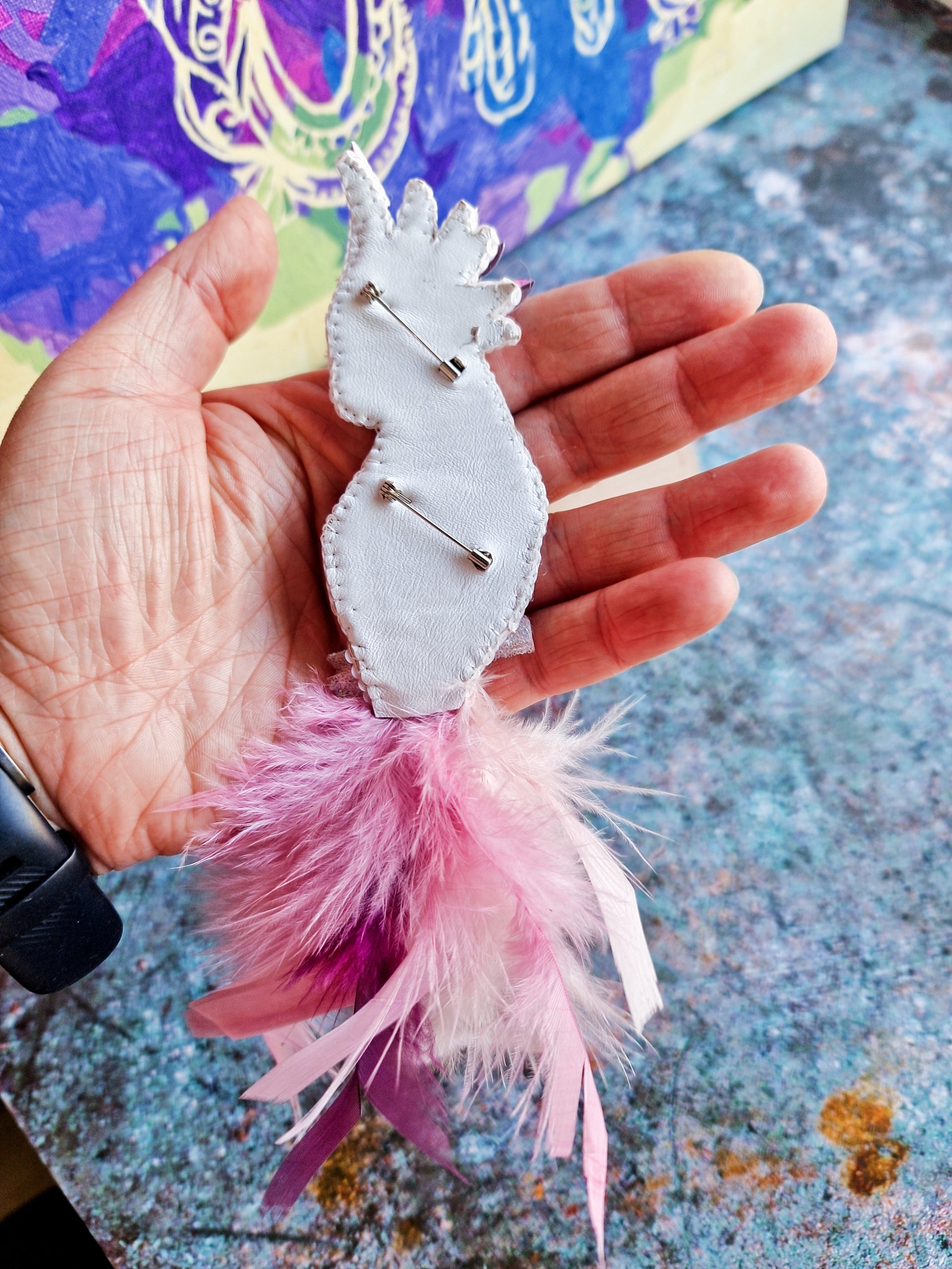 Pink Cockatoo Beaded Brooch
