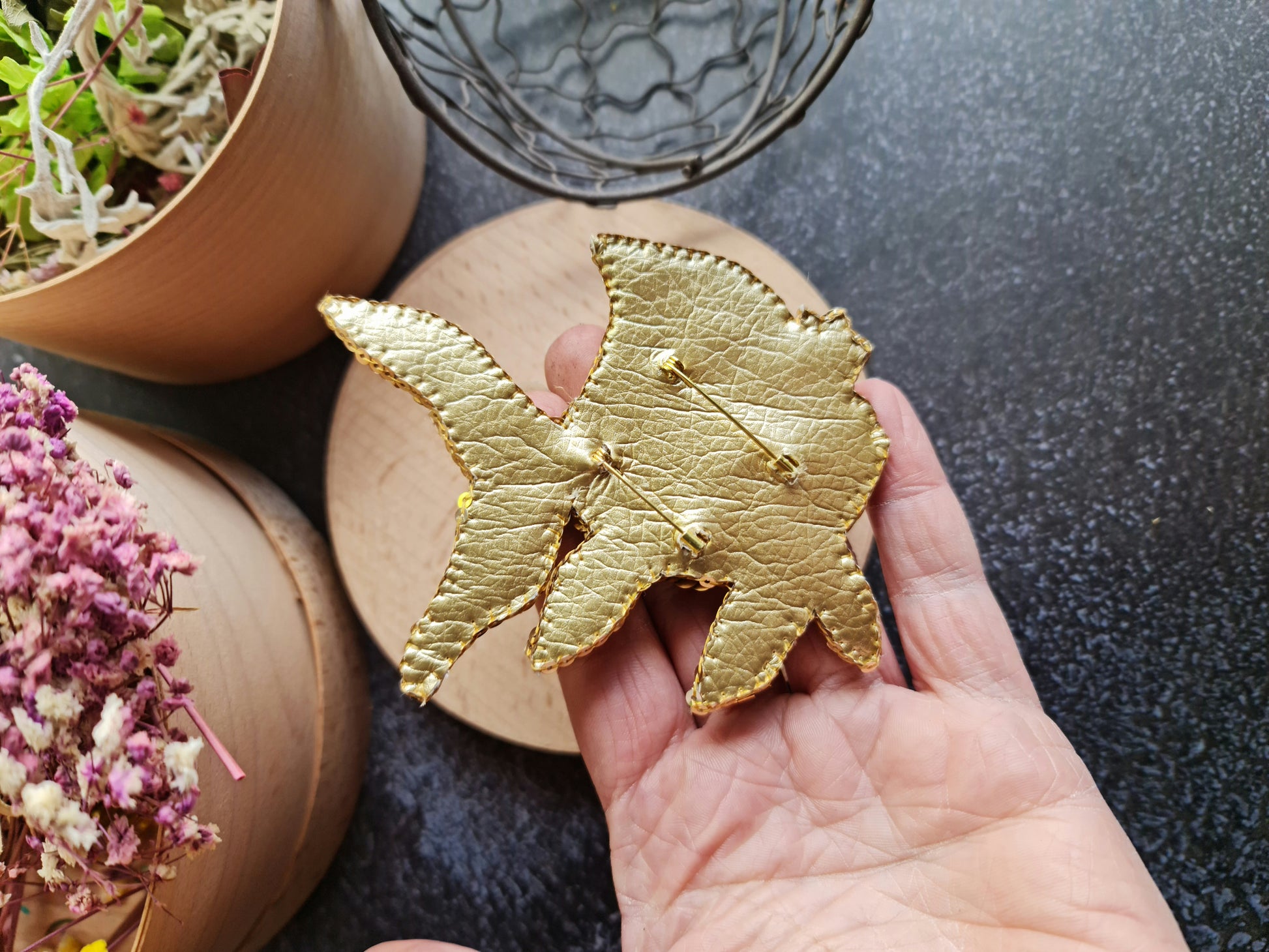 Gold Fish Beaded Brooch