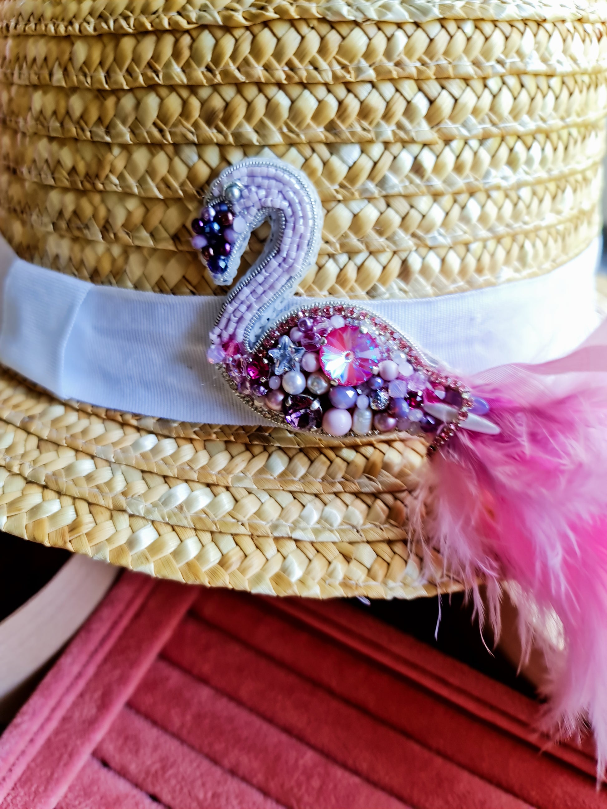 Flamingo Beaded Brooch