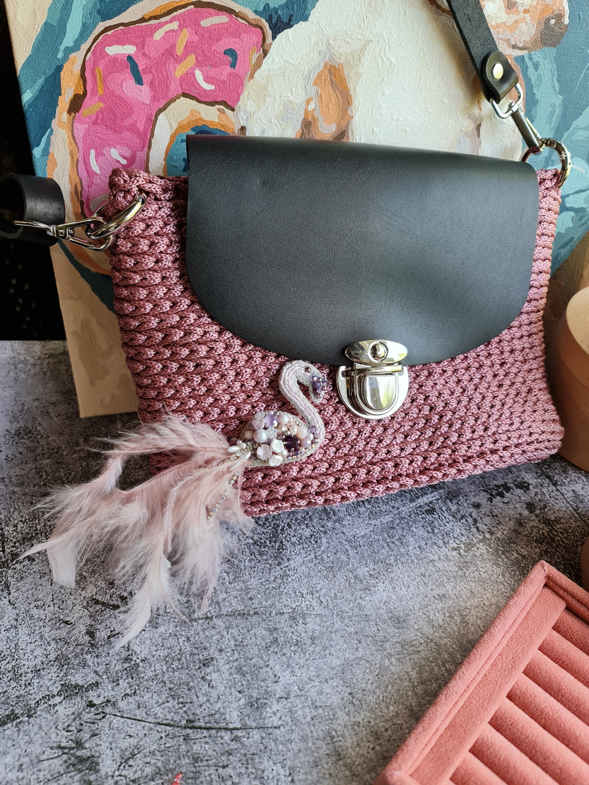 Flamingo Beaded Brooch
