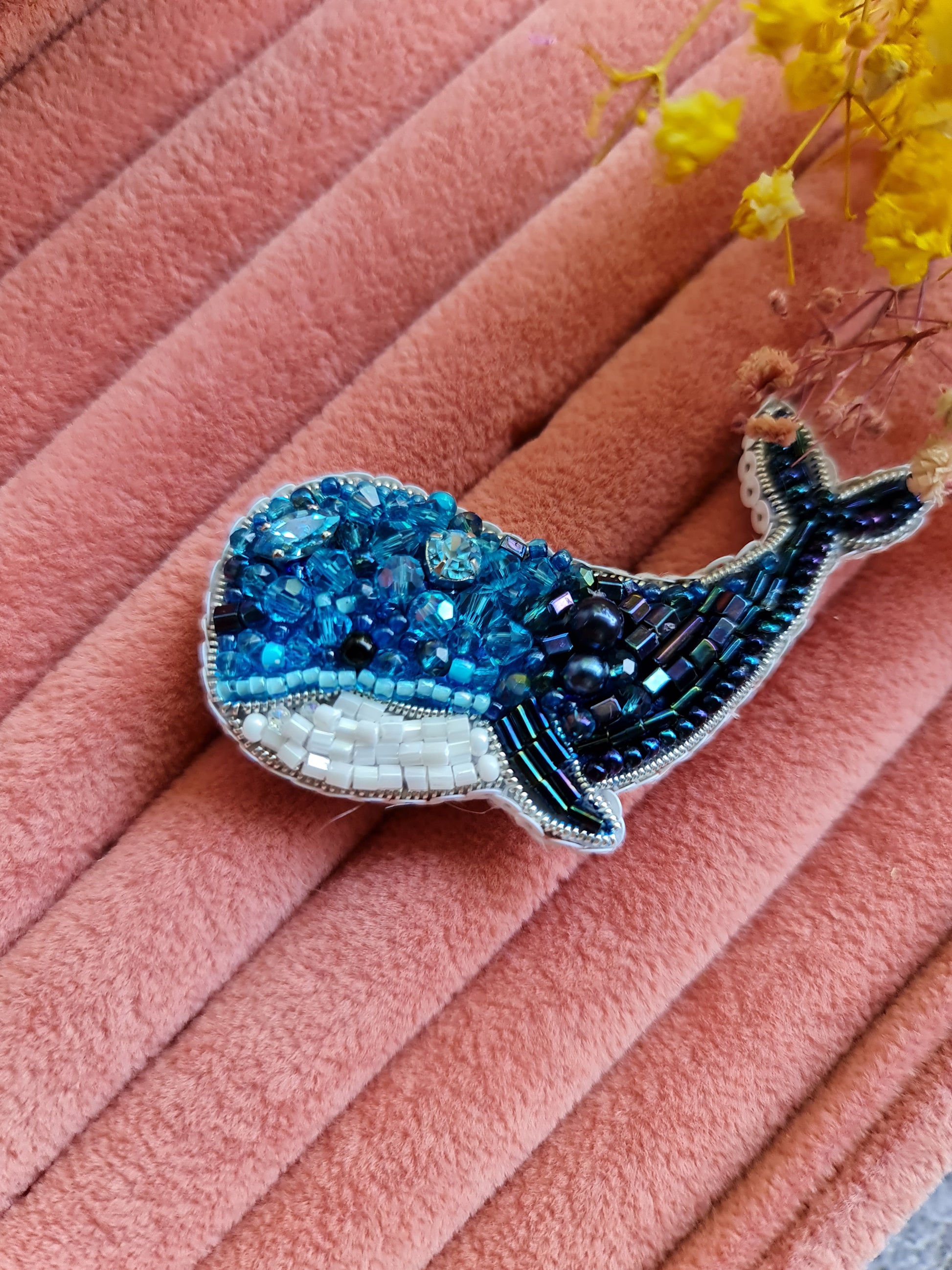 Whale Beaded Brooch