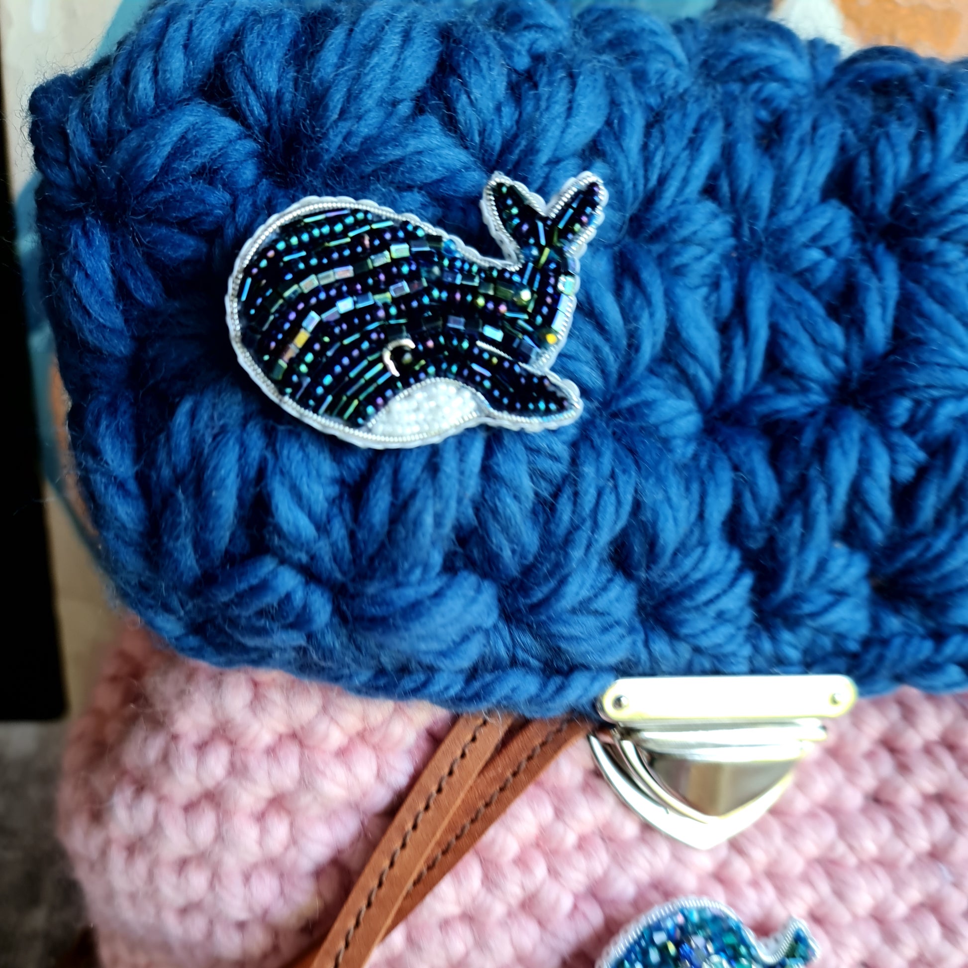 Whale Beaded Brooch
