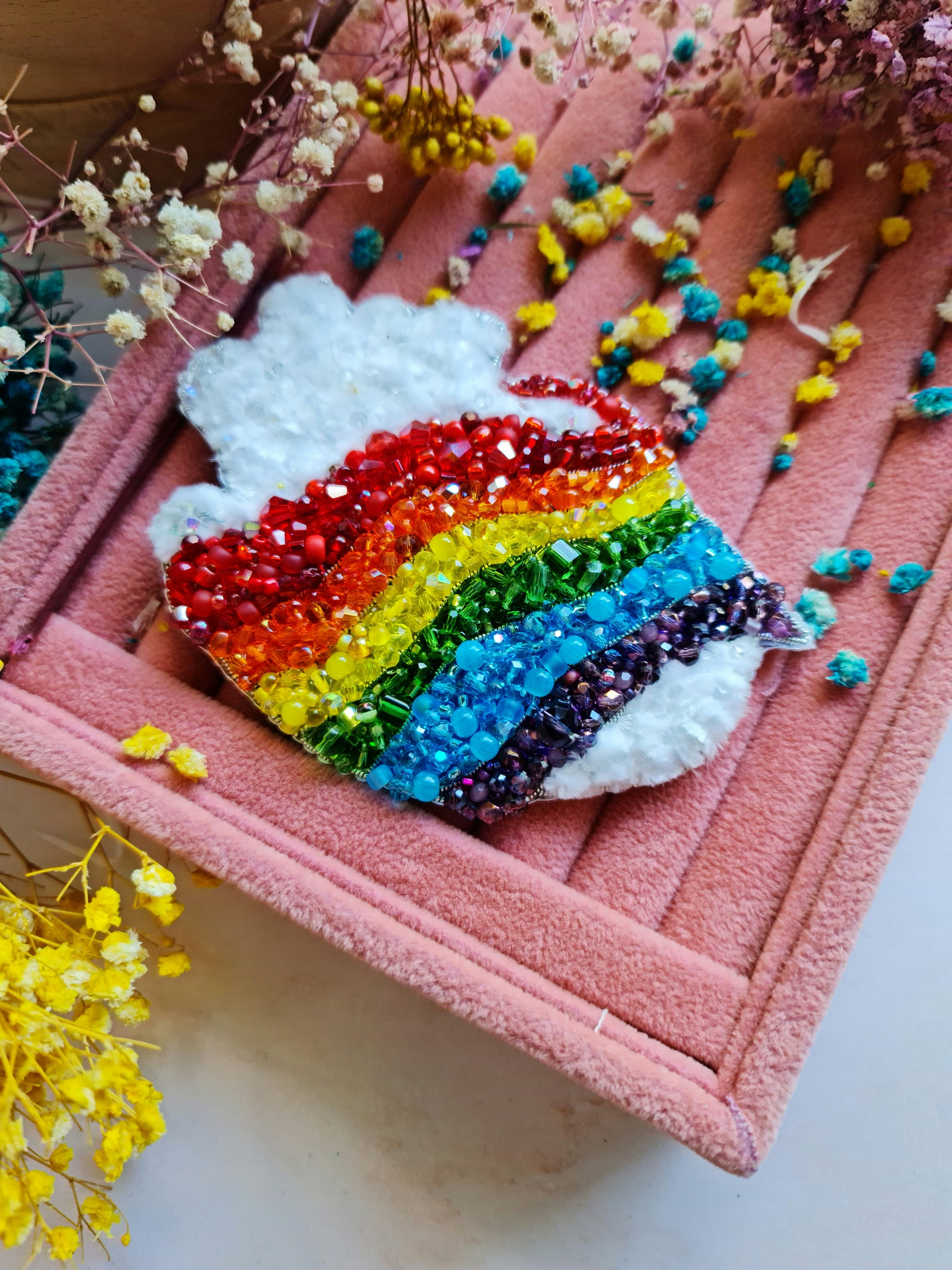 Pride Anatomical Heart Beaded Brooch
