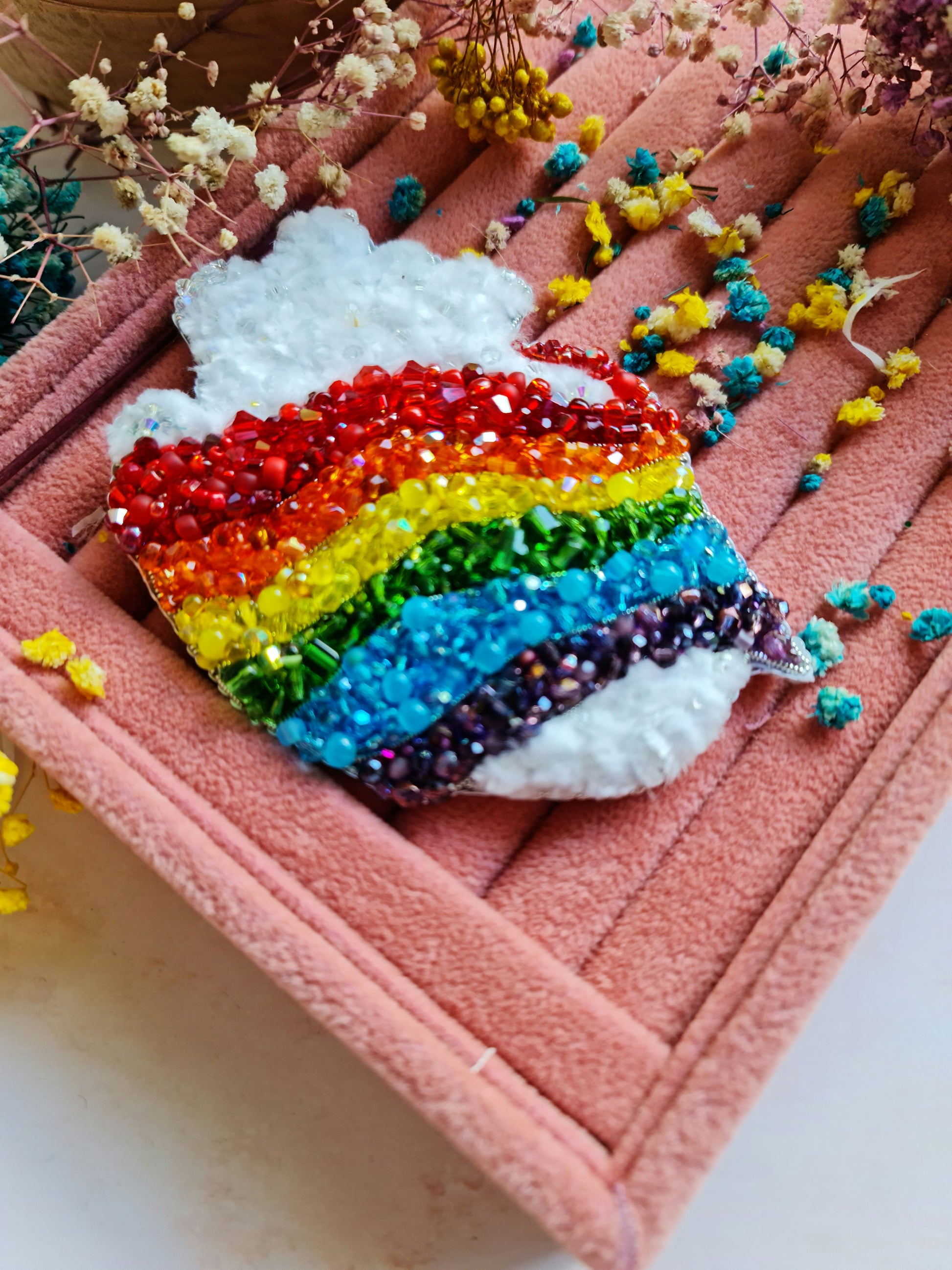 Pride Anatomical Heart Beaded Brooch