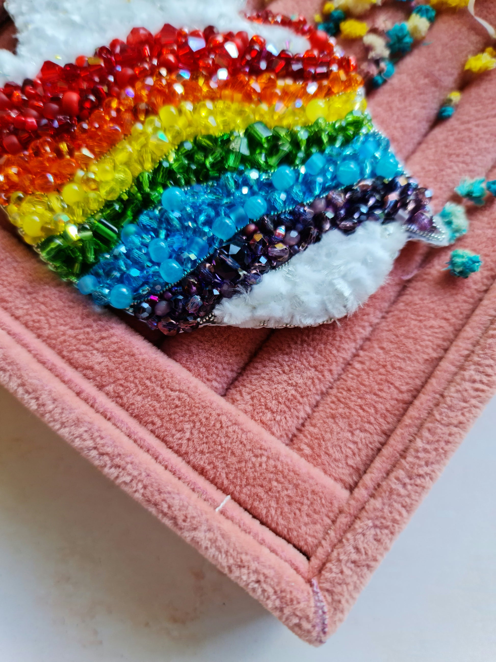 Pride Anatomical Heart Beaded Brooch
