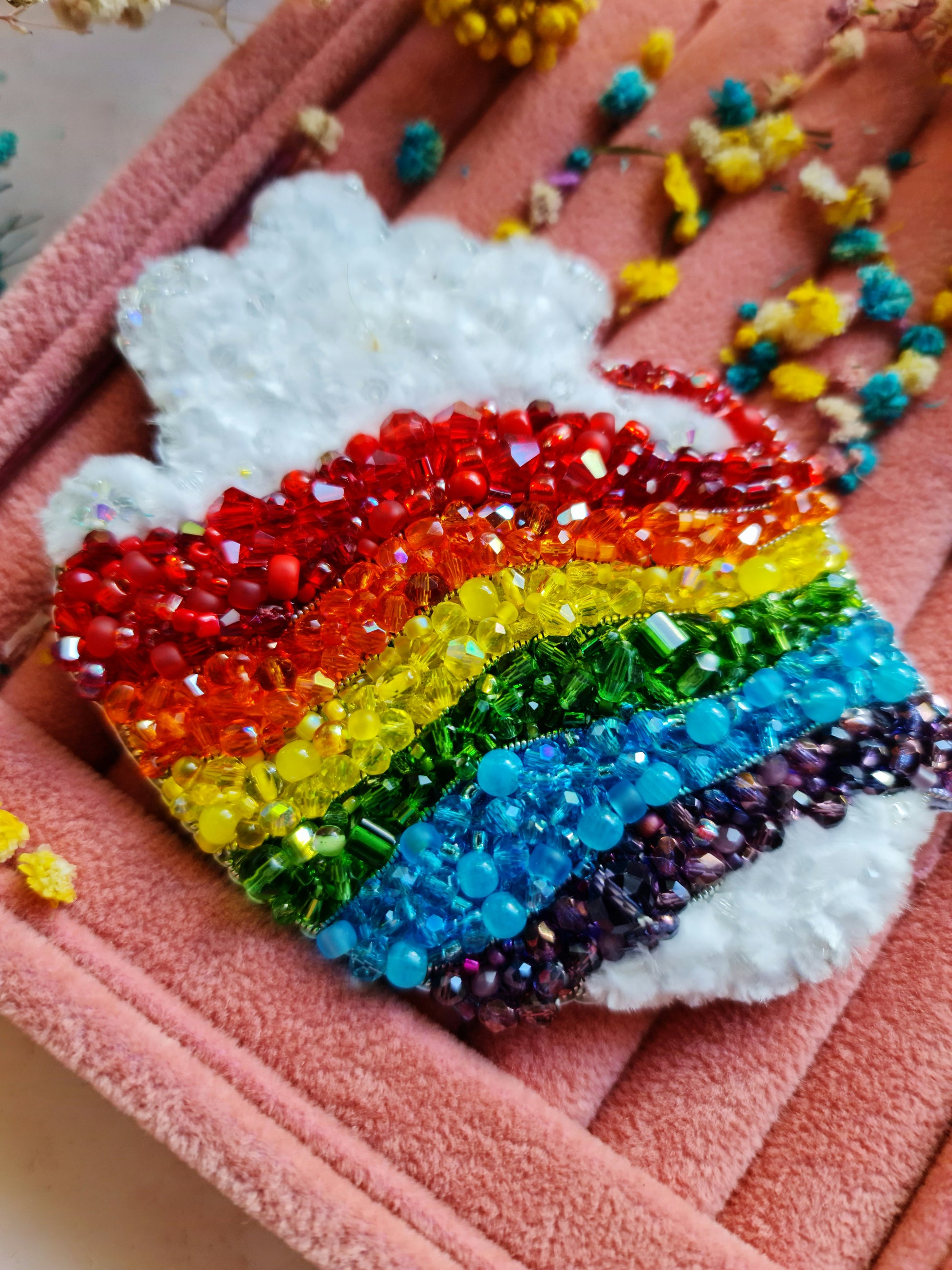Pride Anatomical Heart Beaded Brooch