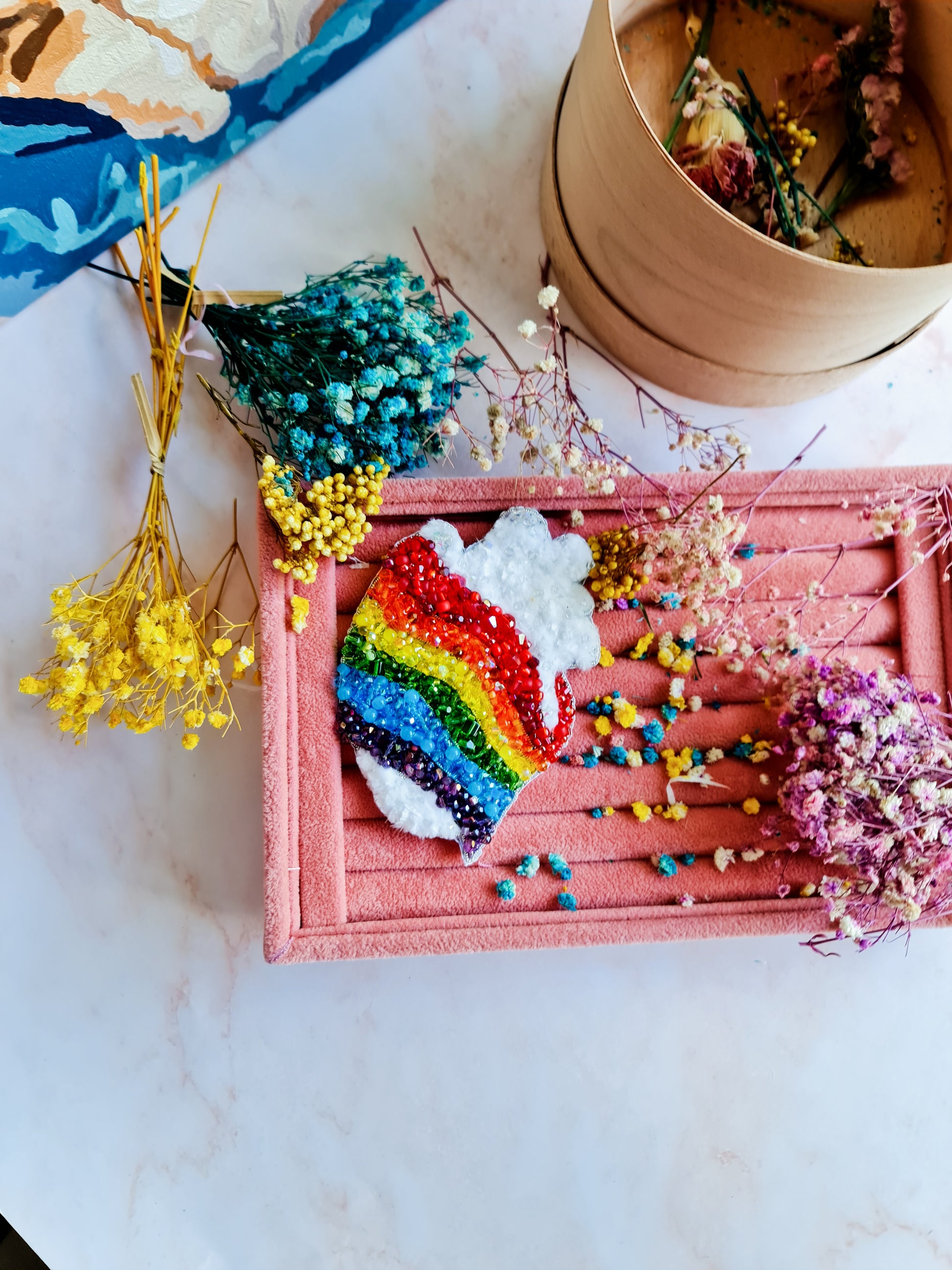 Pride Anatomical Heart Beaded Brooch