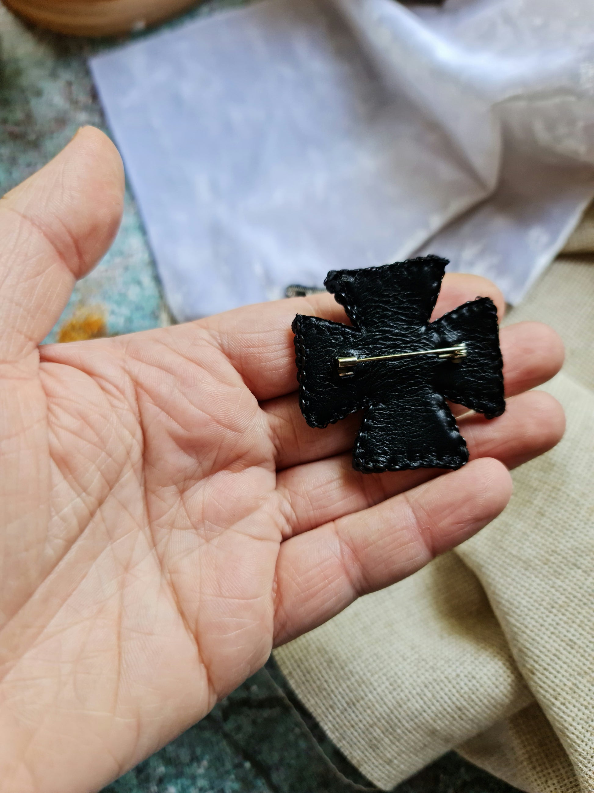 Cross Beaded Brooch