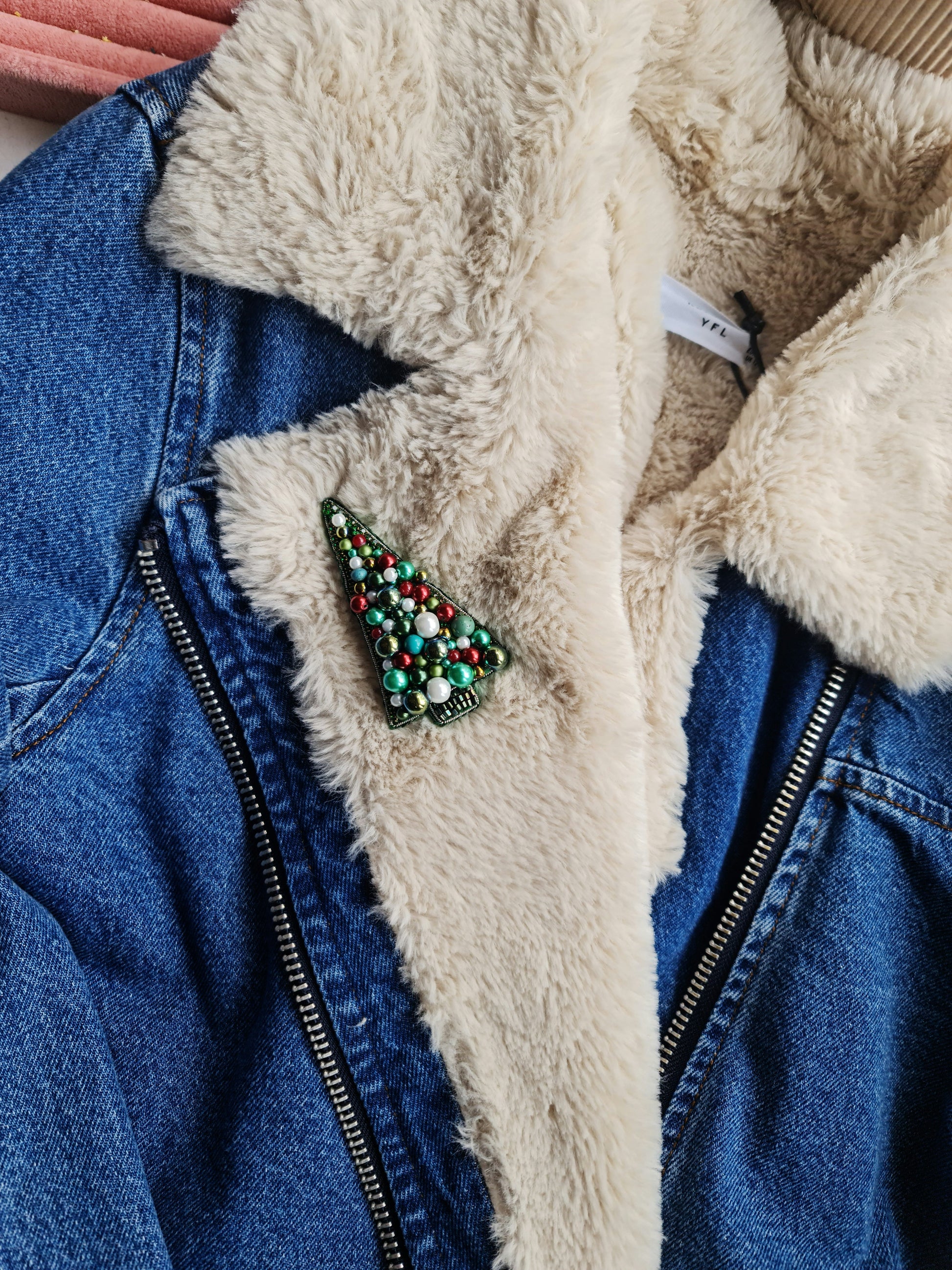 Christmas Tree Beaded Brooch