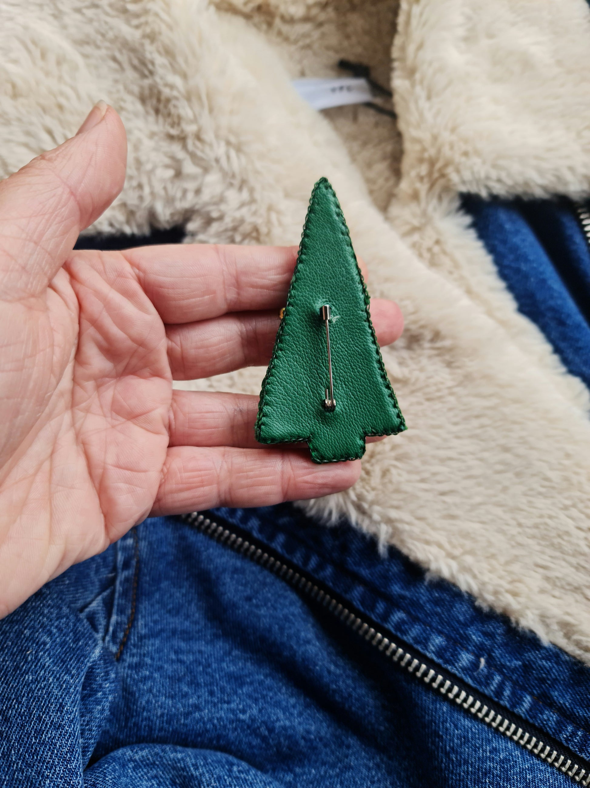 Christmas Tree Beaded Brooch