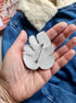 Monstera leaf beaded brooch or keychain hand embroidered with ivory blush pearls crystals and bead details