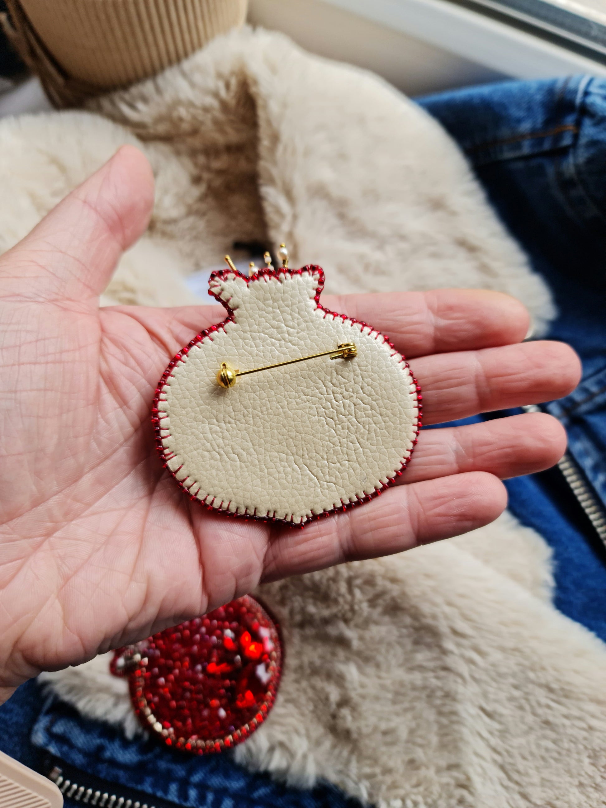 Pomegranate Beaded Brooch