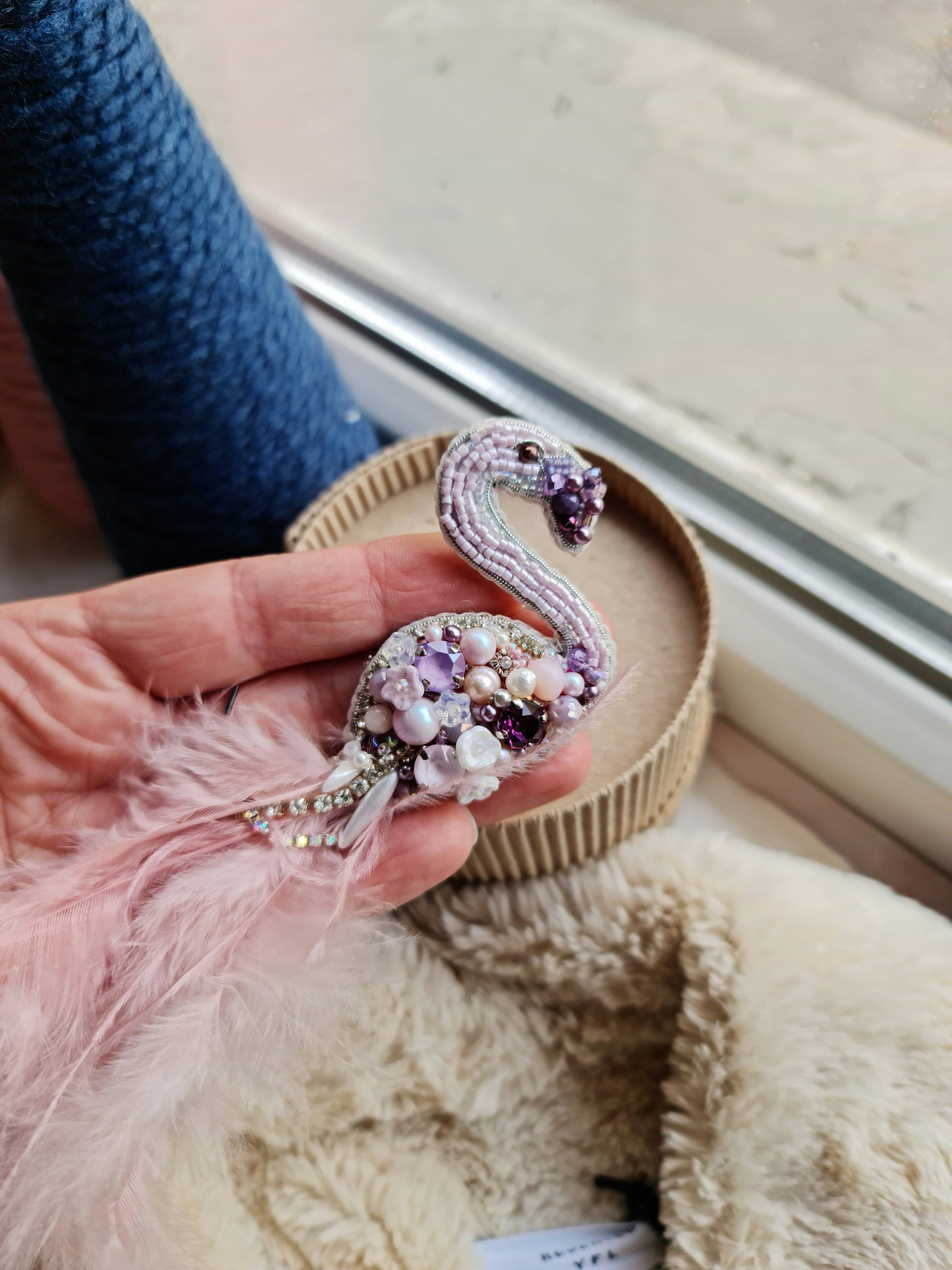 Flamingo Beaded Brooch