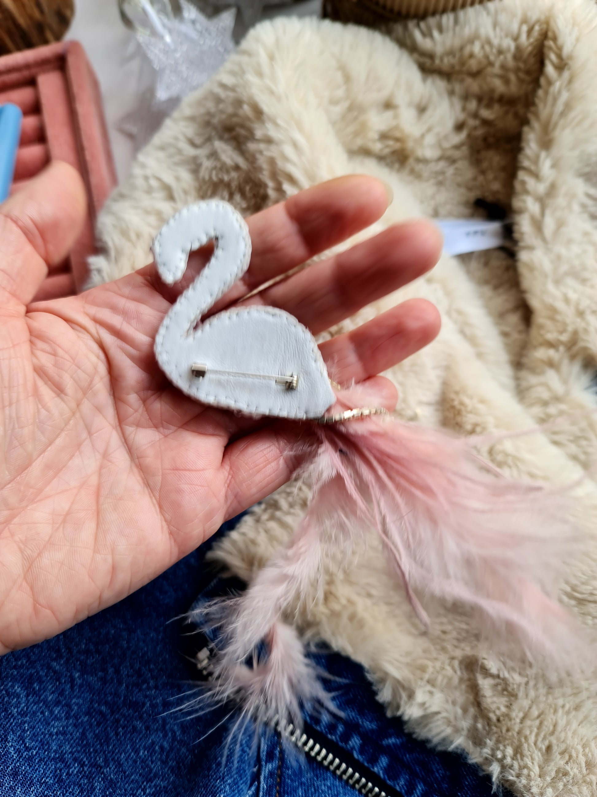 Flamingo Beaded Brooch