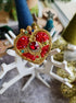 Handmade beaded brooch inspired by magical girl anime, featuring intricate embroidery and shimmering beads in a celestial moon design.