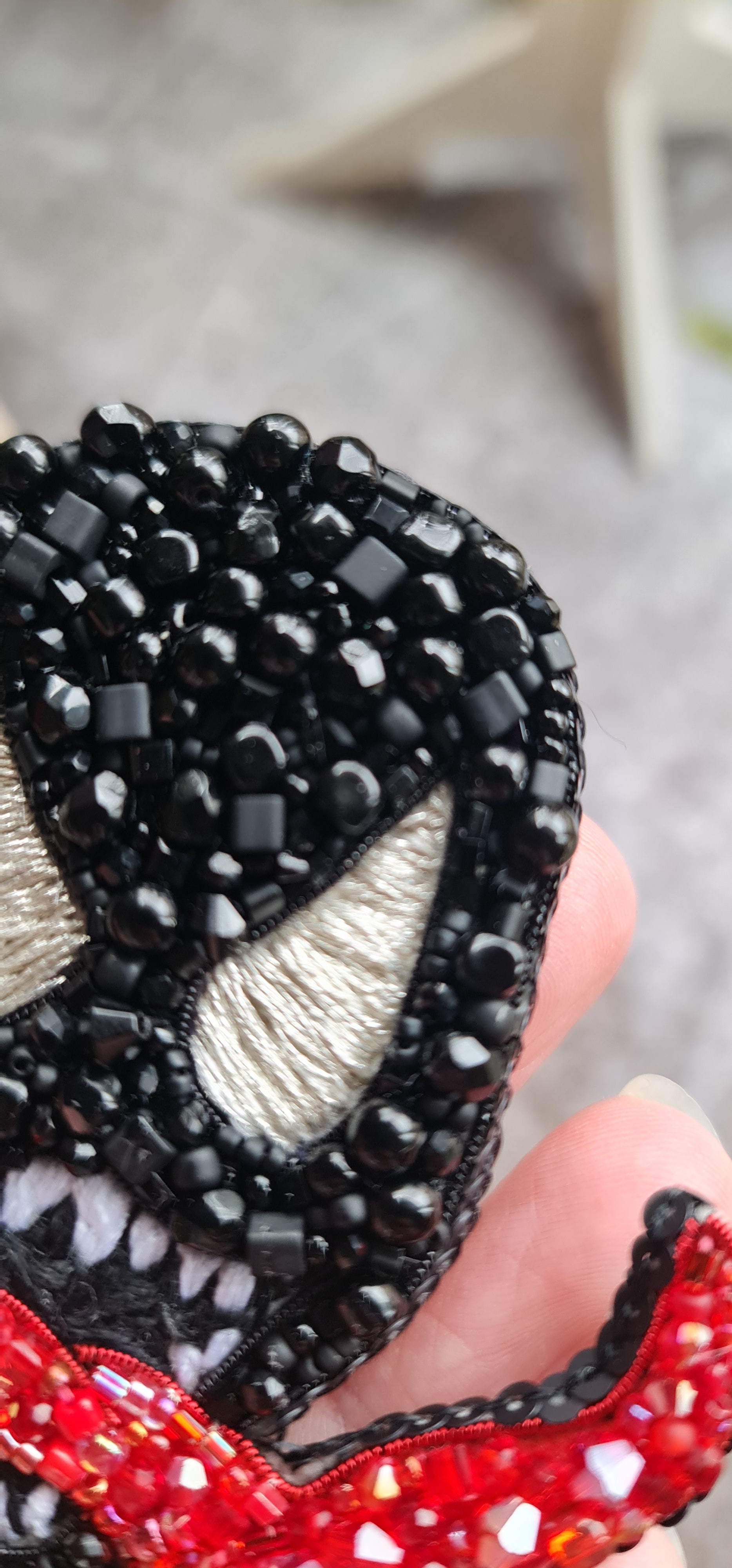 Black Monster Beaded Brooch