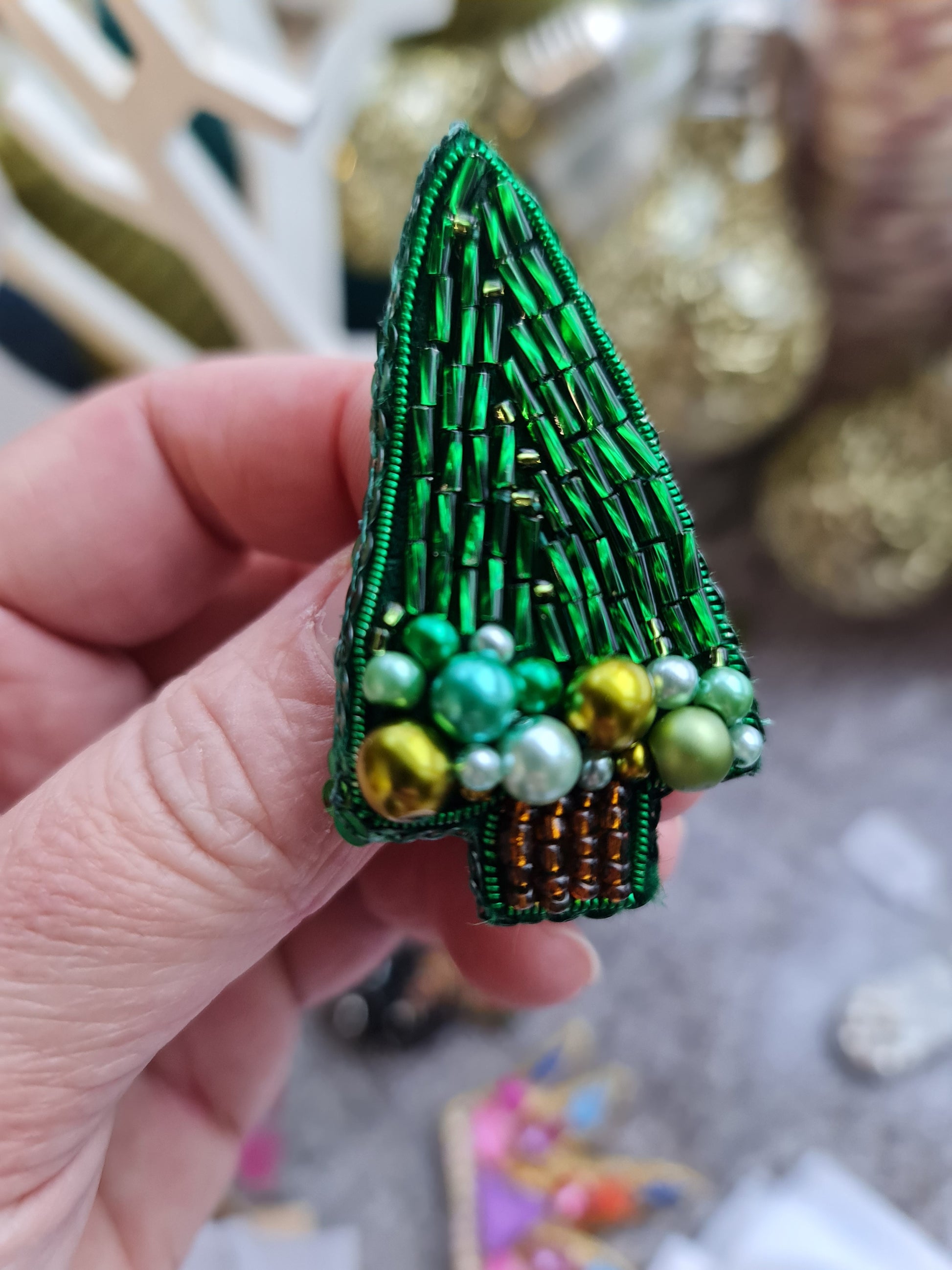 Mini Emerald Christmas Tree Brooch