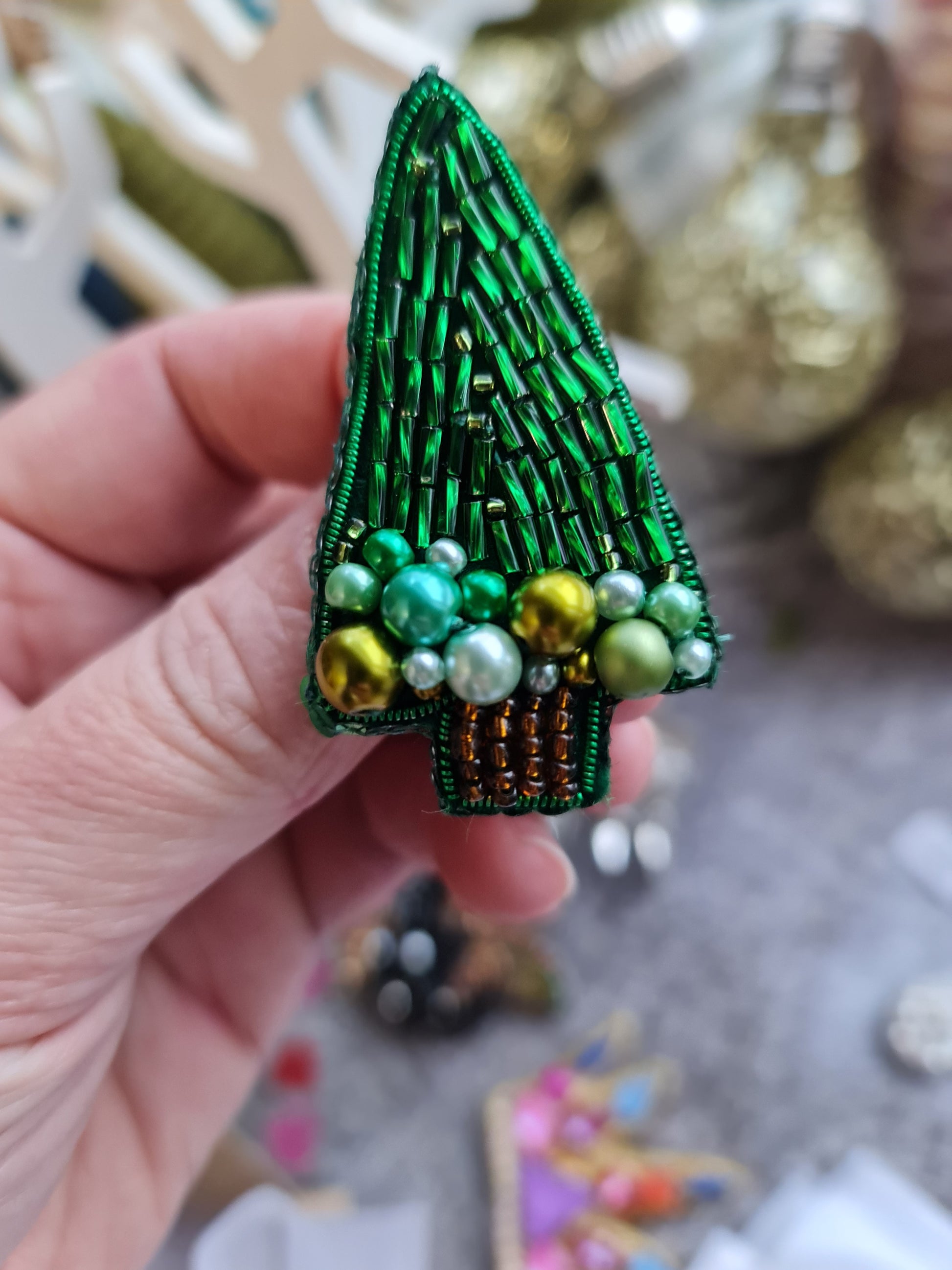 Mini Emerald Christmas Tree Brooch