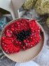 Handmade poppy flower beaded brooch available in red black white and silver pink color variations