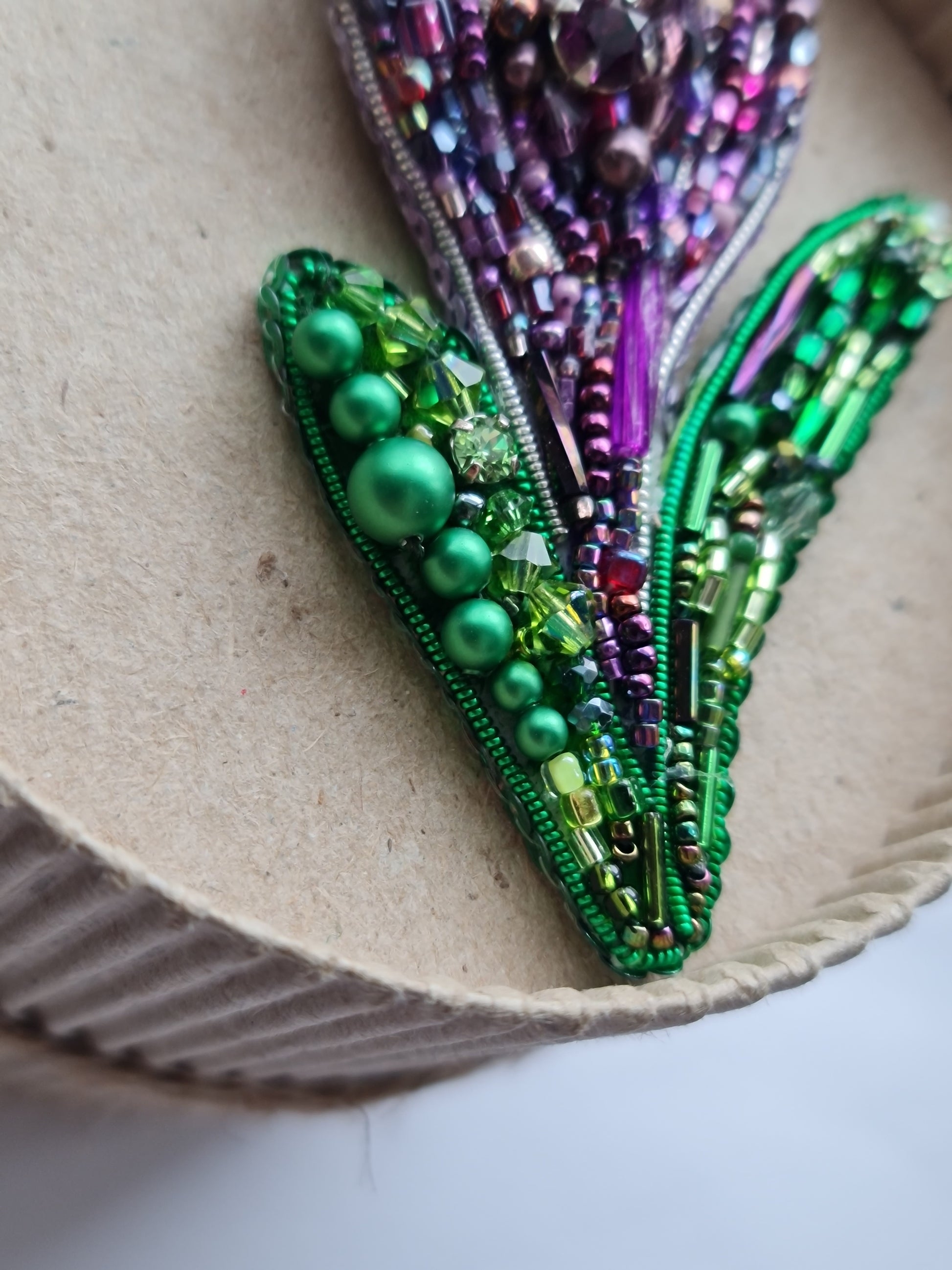 Crocus Beaded Brooch