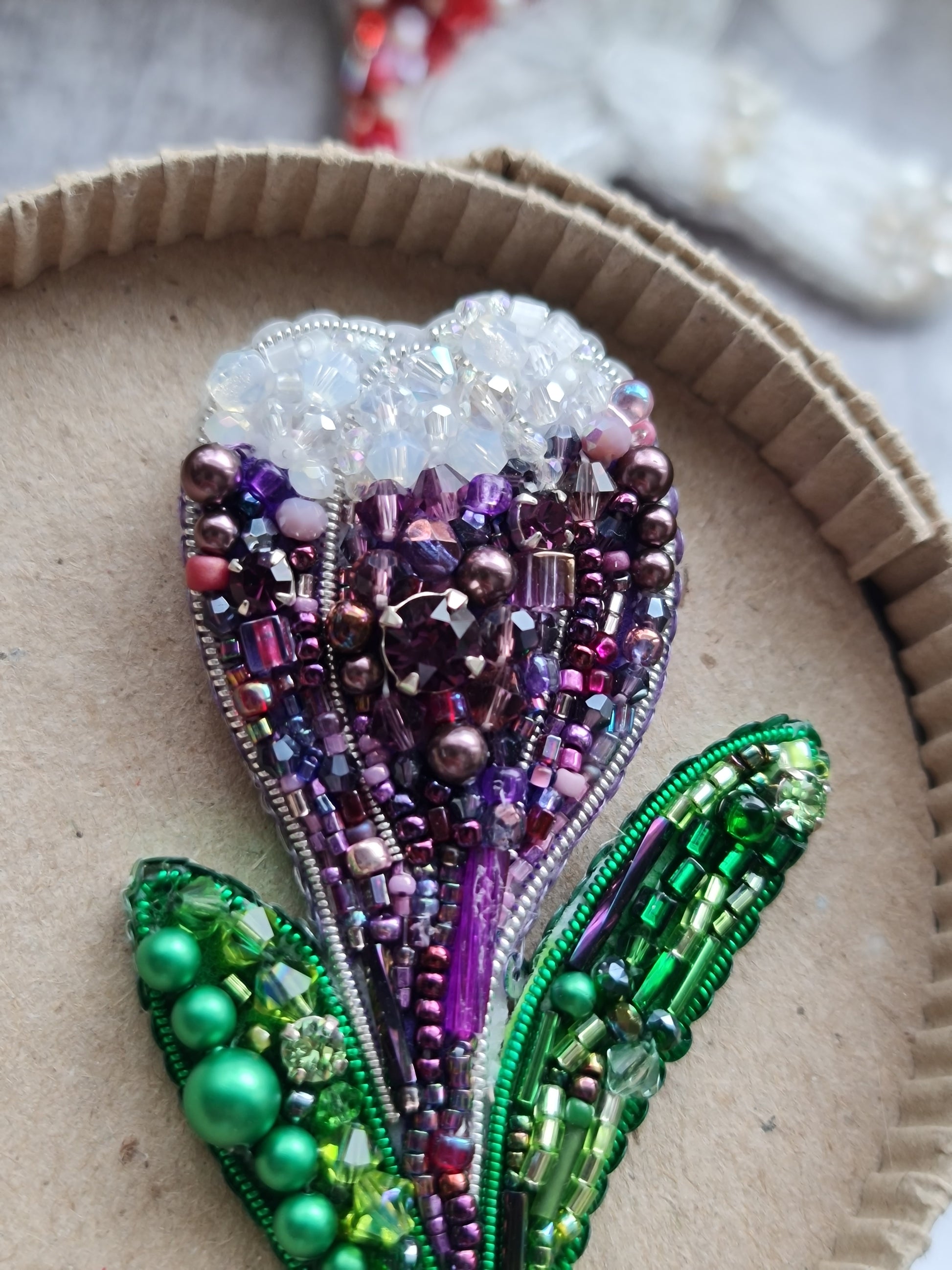 Crocus Beaded Brooch