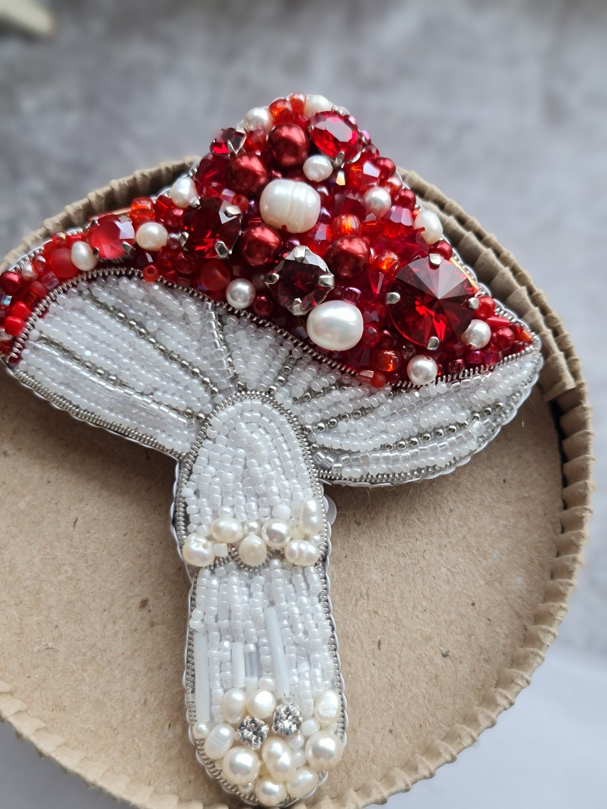 Red Forest Mushroom Brooch